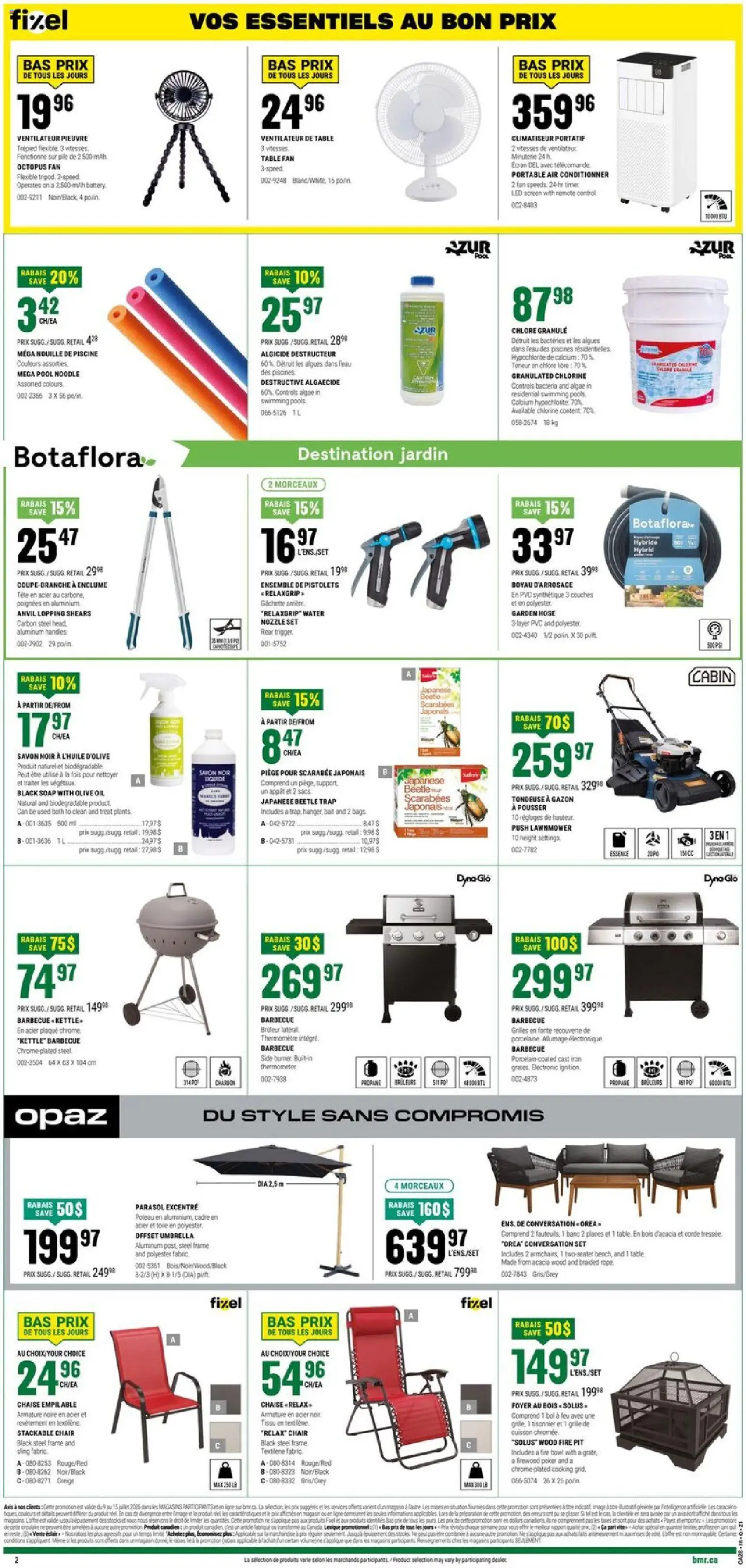 BMR flyer valid from Jul 9, 2026 | Page: 3 | Products: Umbrella, Kettle, Thermometer, Fan