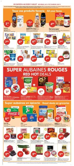 Preview of Pharmaprix weekly flyer / circulaire from shop Pharmaprix valid from Jul 3, 2026 | Page: 4 | Products: Strawberries, Pasta, PC, Butter