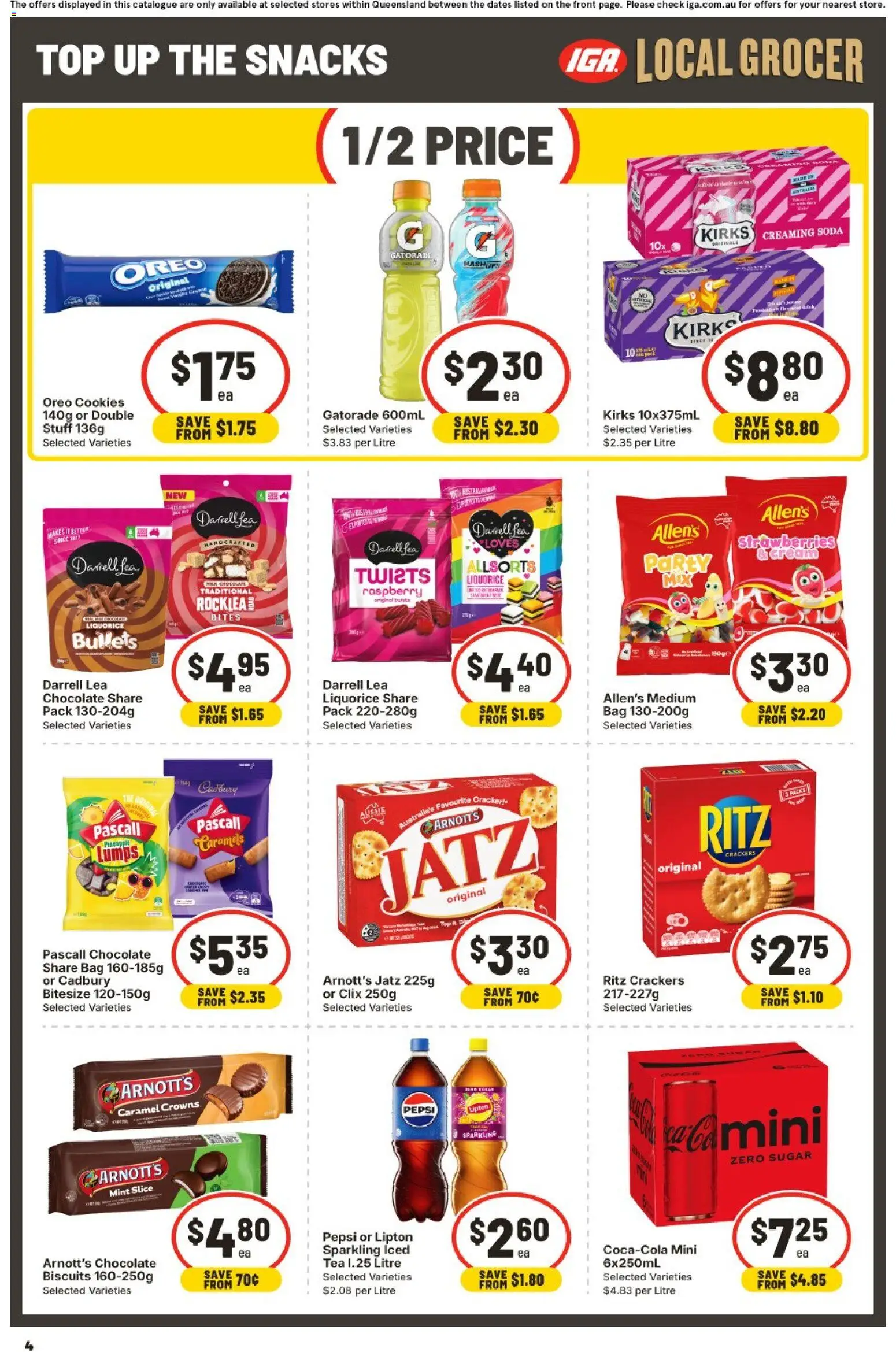 IGA catalogue - valid from 30/09/2026 | Page: 4 | Products: Crackers, Oreo, Raspberry, Bag