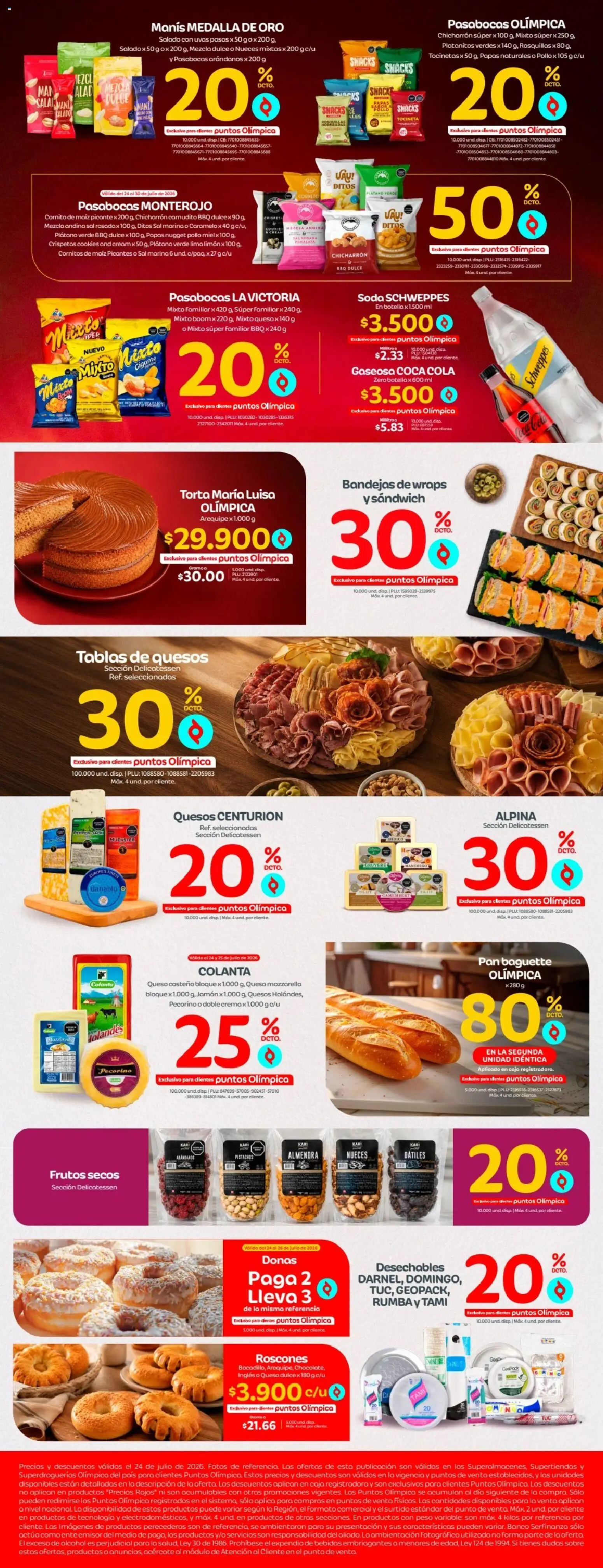 Olímpica revista - valida desde el 24/07/2026 | Página: 2 | Productos: Gaseosa, Banco, Uvas pasas, Tintura