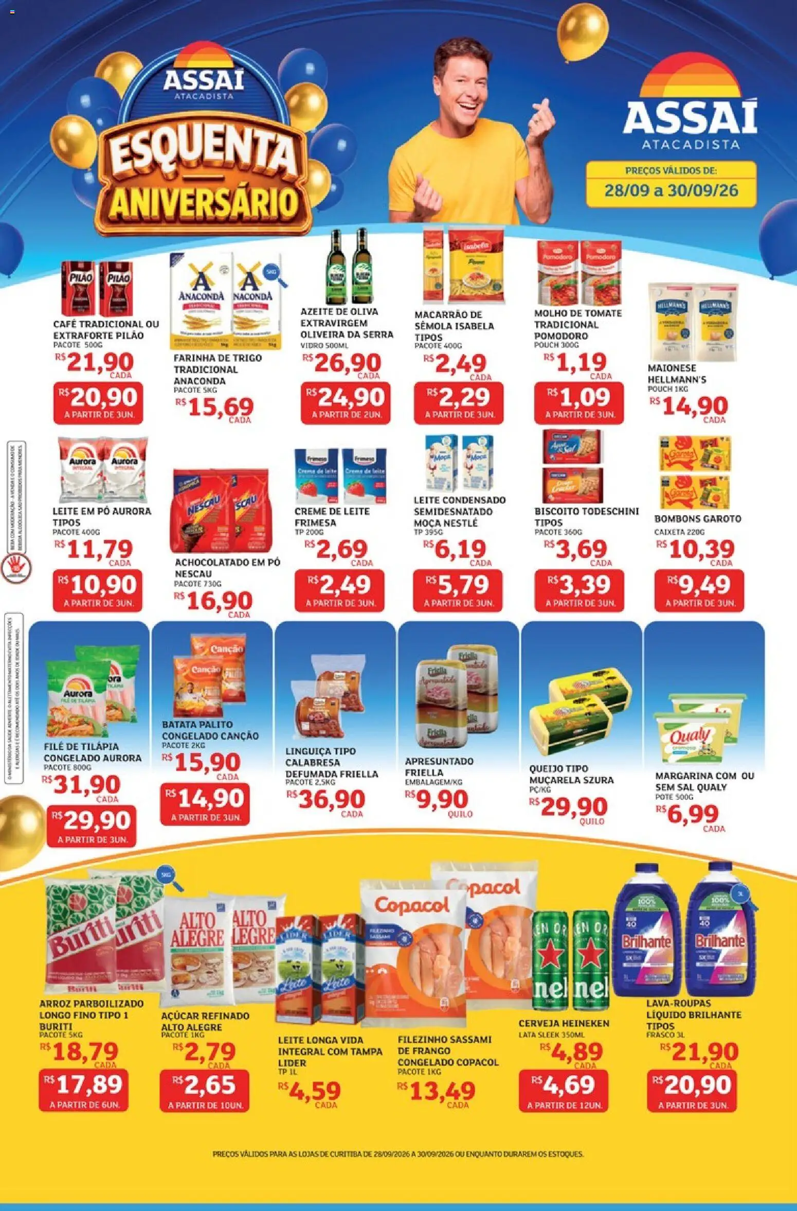 Assaí Atacadista Folheto - válido de 28/09/2026 | Página: 1 | Produtos: Biscoito, Muçarela, Azeite de oliva, Leite em pó