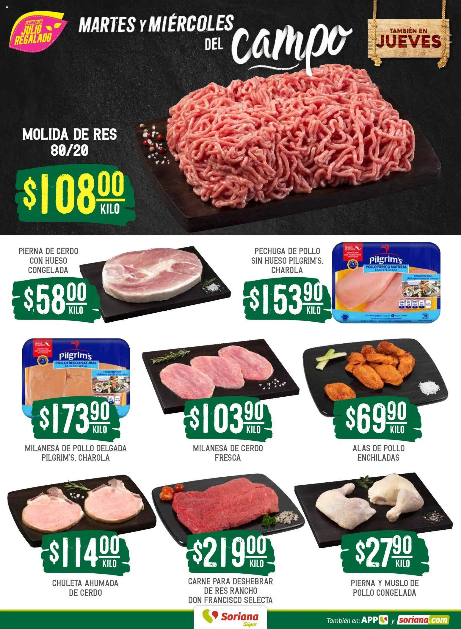 Nuevas ofertas de Soriana válidas en toda la República Mexicana desde el 09.06.2026. ¡Encuentra las mejores ofertas en Soriana Martes y Miércoles del Campo Súper: Saltillo y Torreón! | Página: 4 | Productos: Pollo, Milanesa, Cerdo, Res