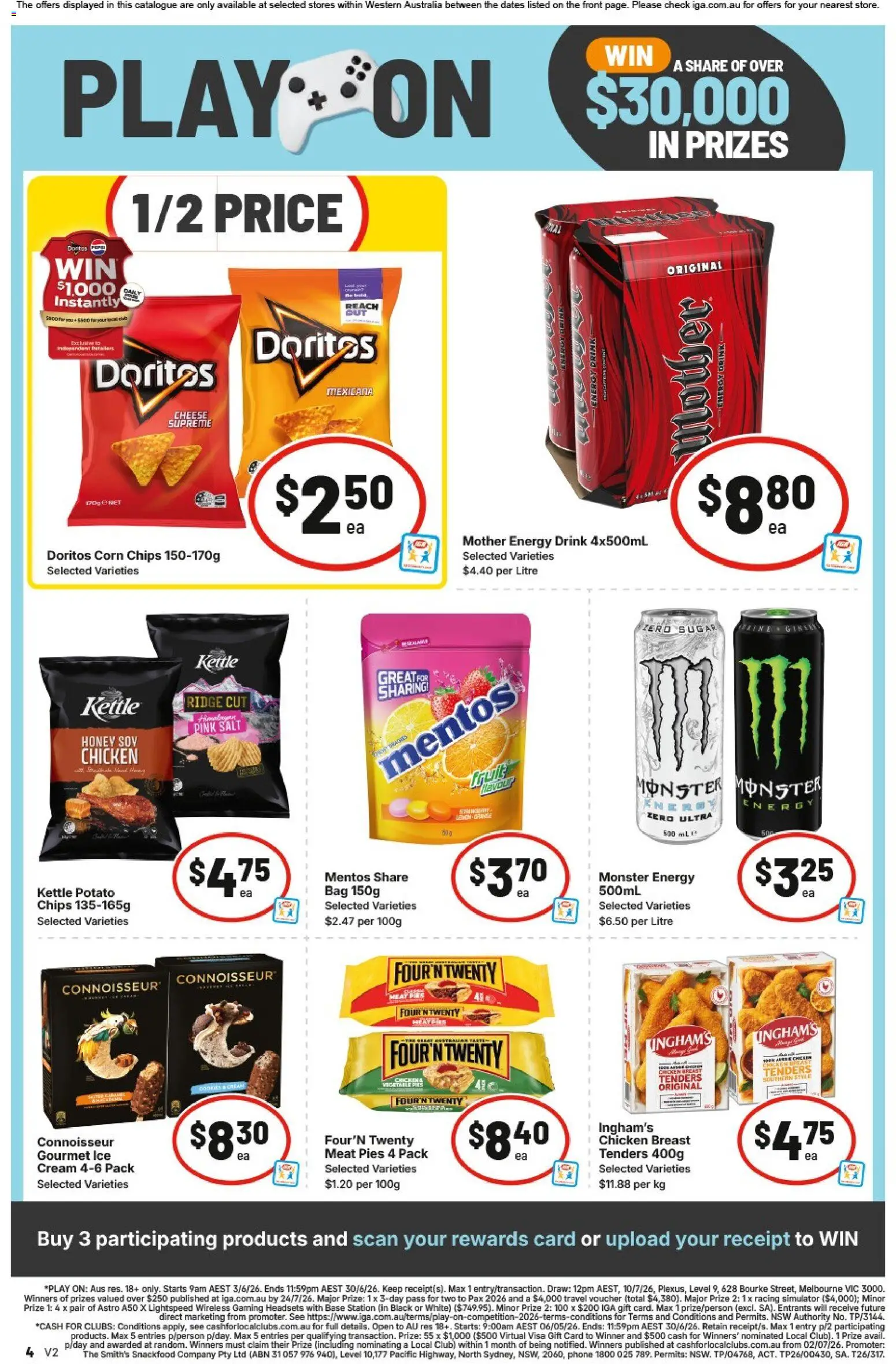 IGA catalogue - valid from 03.06.2026 | Page: 4 | Products: Honey, Meat, Chips, Kettle