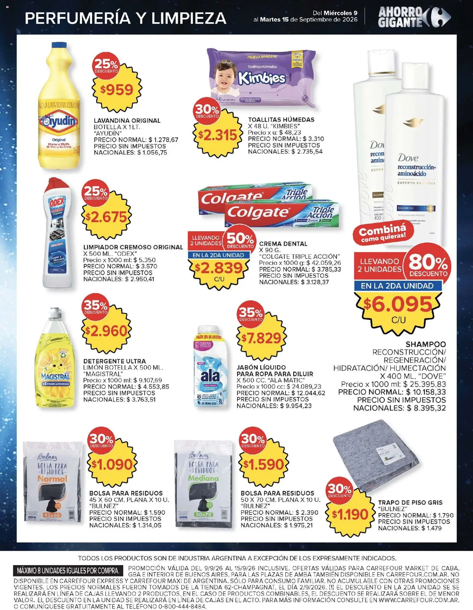 Carrefour - Ofertas │ válido desde el 09/09/2026 | Página: 50 | Productos: Botella, Sobre, Limón, Crema