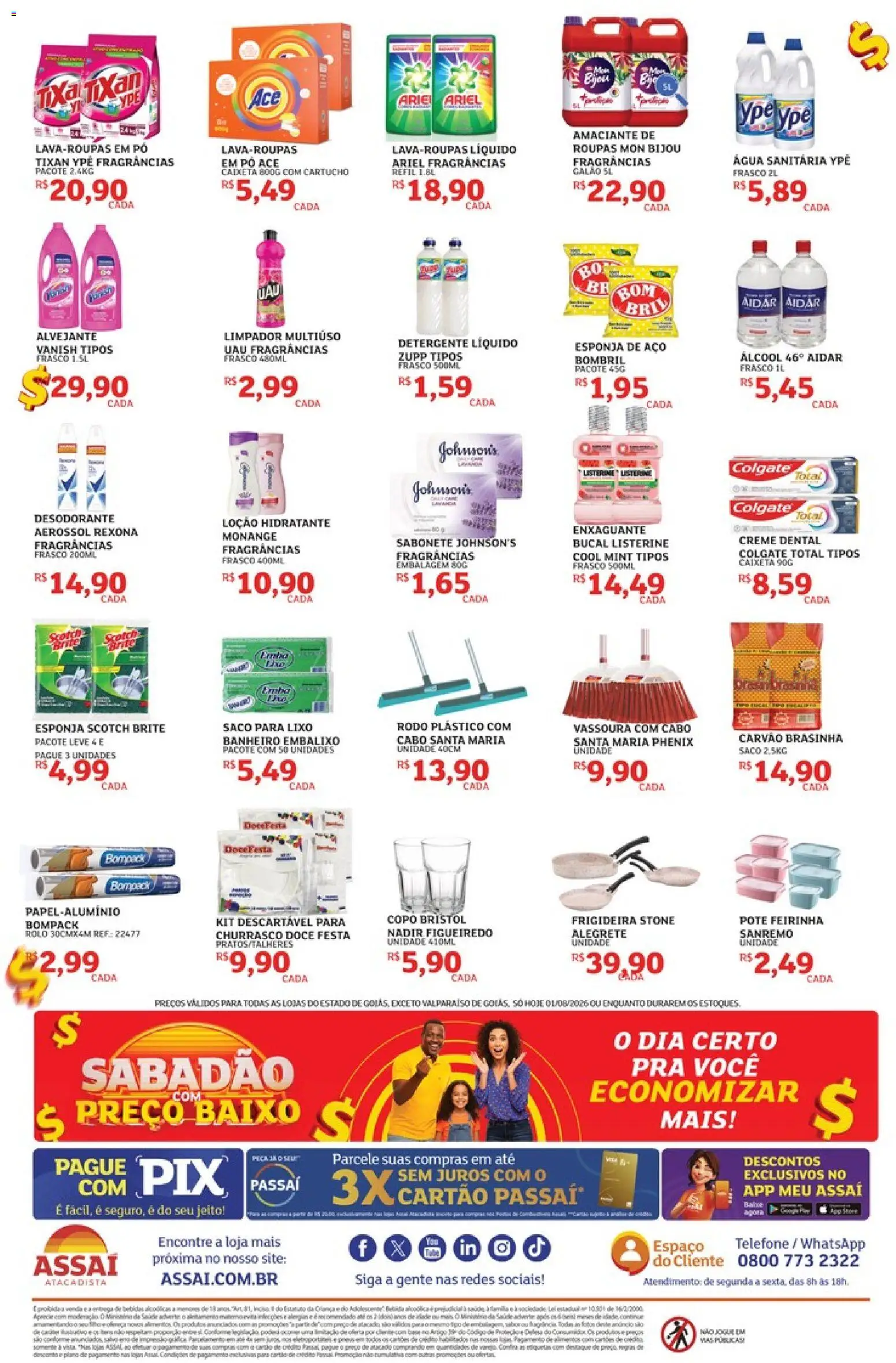 Assaí Atacadista Folheto - válido de 01/08/2026 | Página: 4 | Produtos: Ariel, Roupas, Rexona, Vassoura