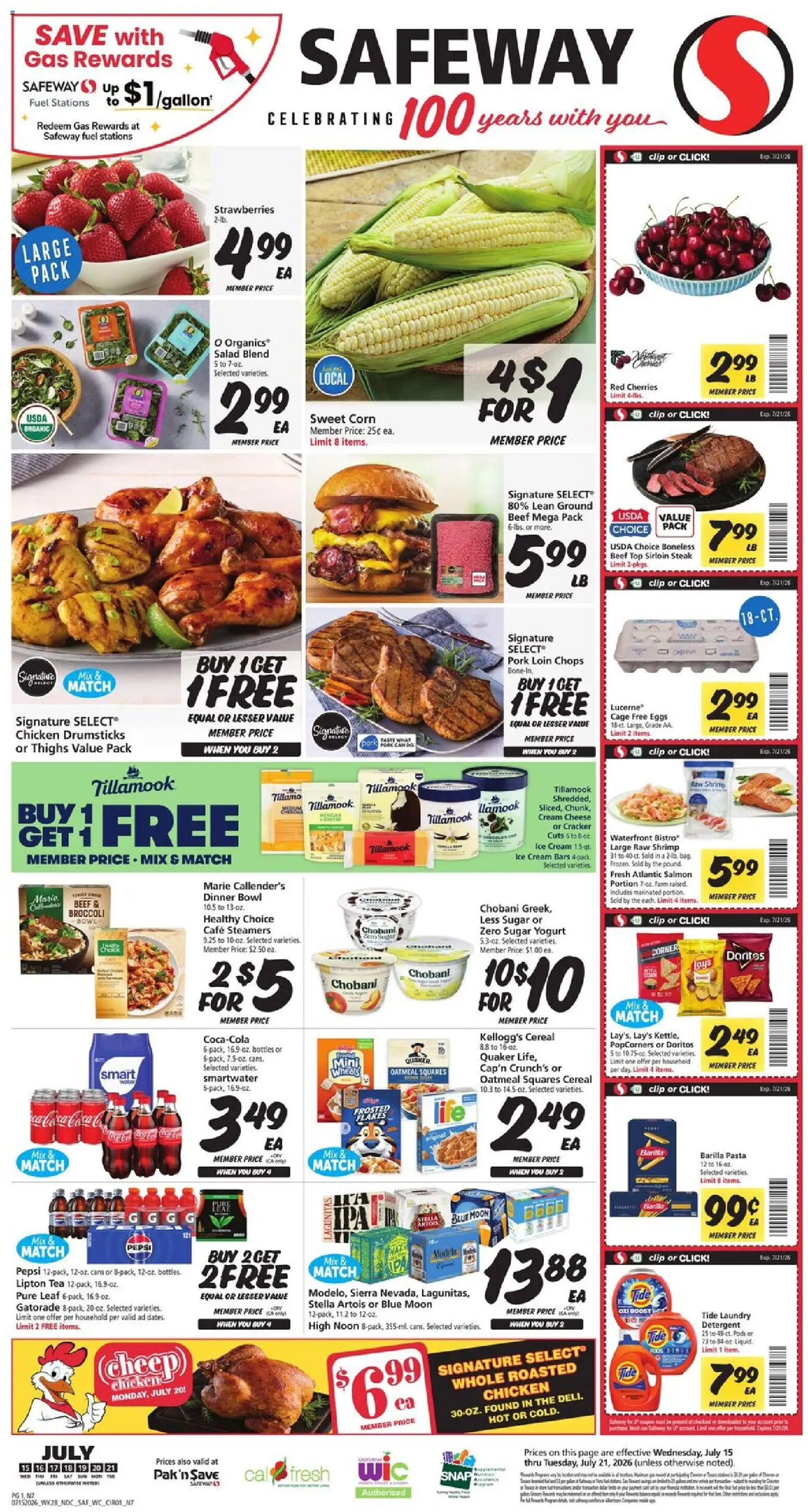 Safeway Weekly Ad - valid from 07/15/2026 | Page: 1 | Products: Broccoli, Clip, Eggs, Sugar