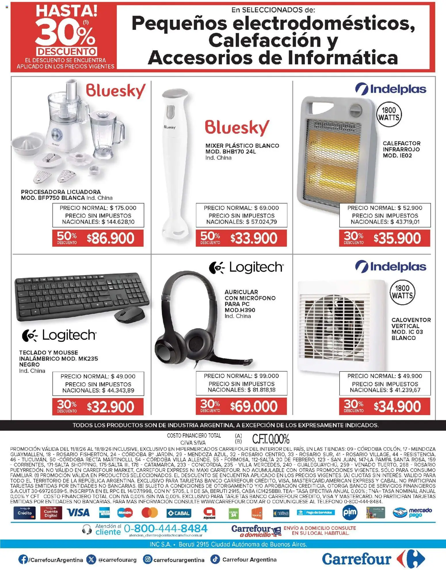 Carrefour ofertas │ válido desde el 11/08/2026 | Página: 33 | Productos: Teclado, Micrófono, Calefactor, Mousse