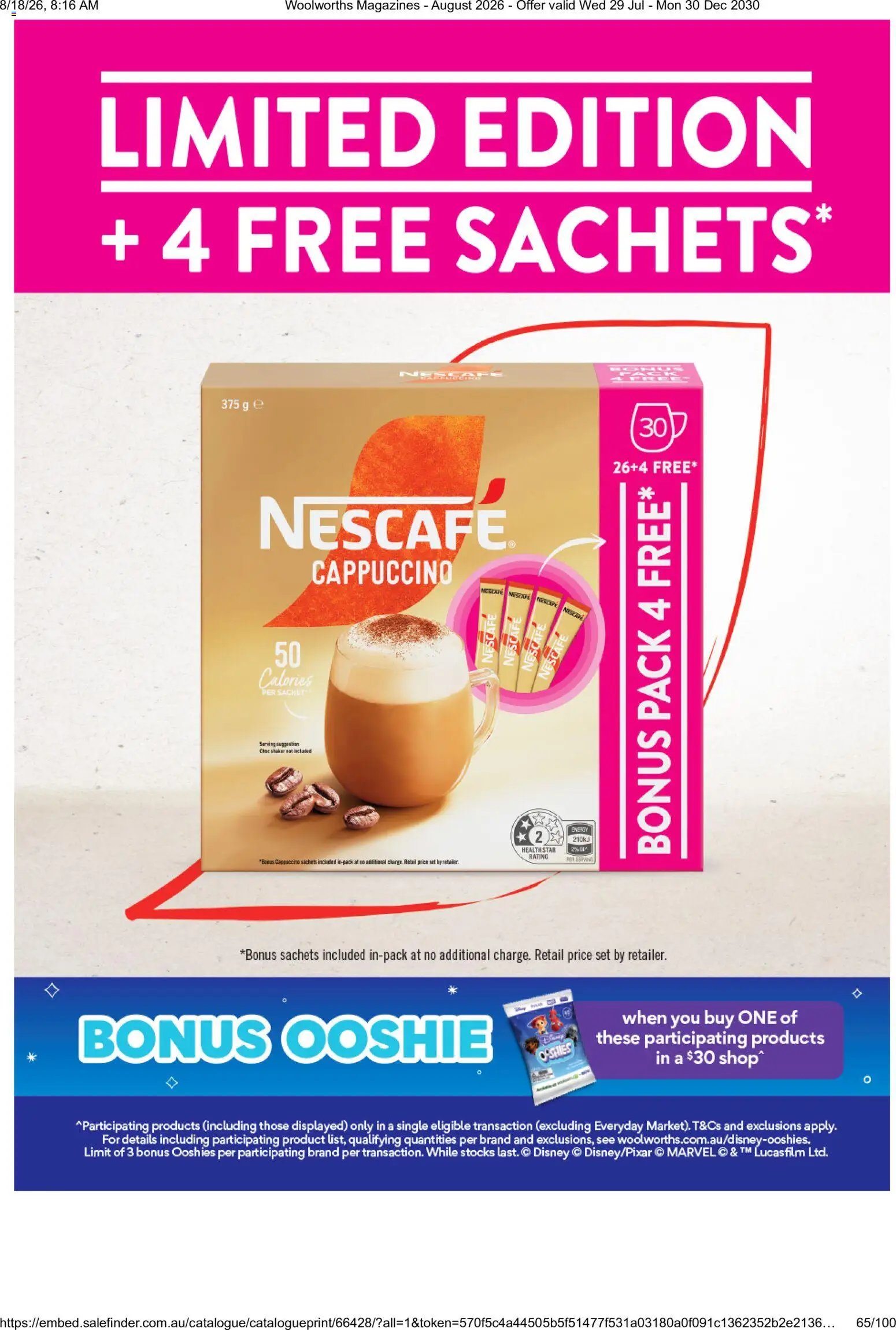 Woolworths catalogue - valid from 01/08/2026 | Page: 65 | Products: Sachets, Cappuccino, Nescafe