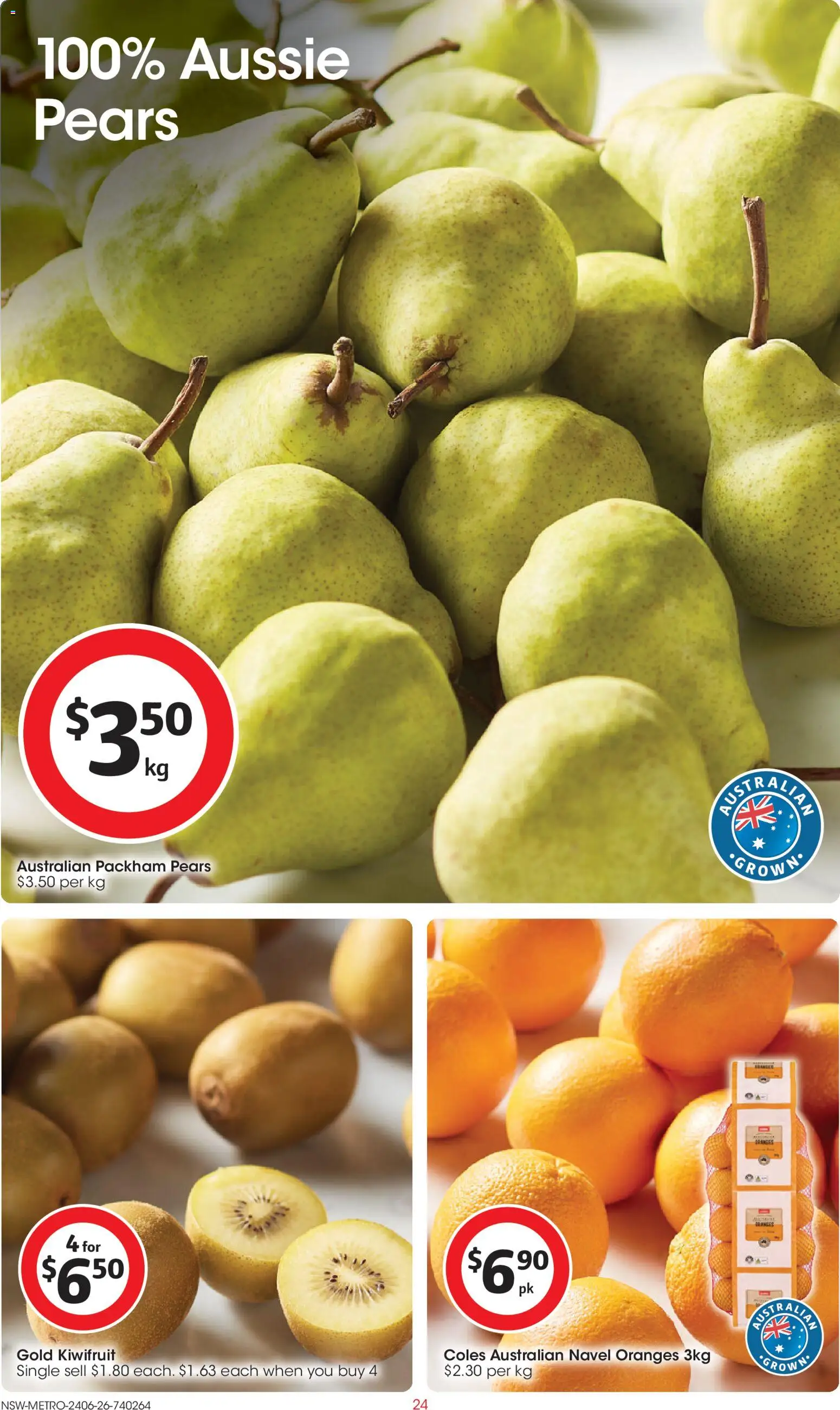 Coles catalogue - valid from 24/06/2026 | Page: 24 | Products: Oranges, Kiwifruit