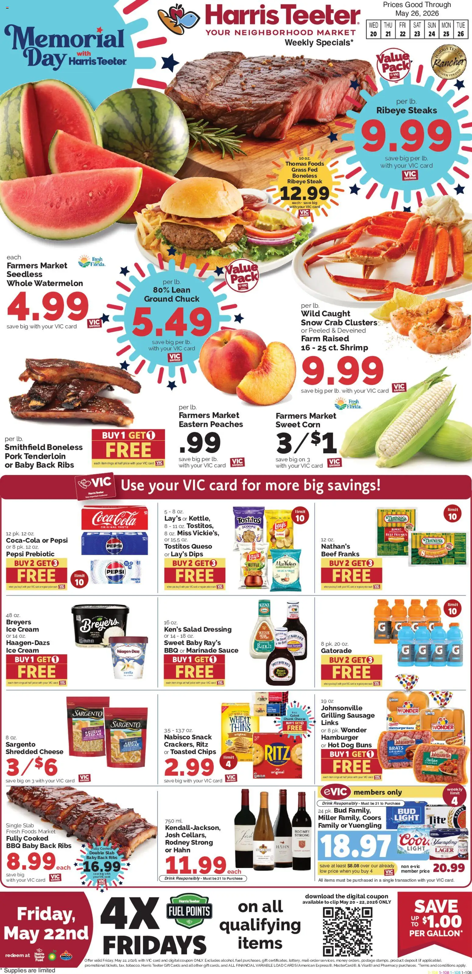 Harris Teeter Weekly Ad - SC - valid from 20.05.2026 | Page: 1 | Products: Pork, Salad, Sausage, Kettle