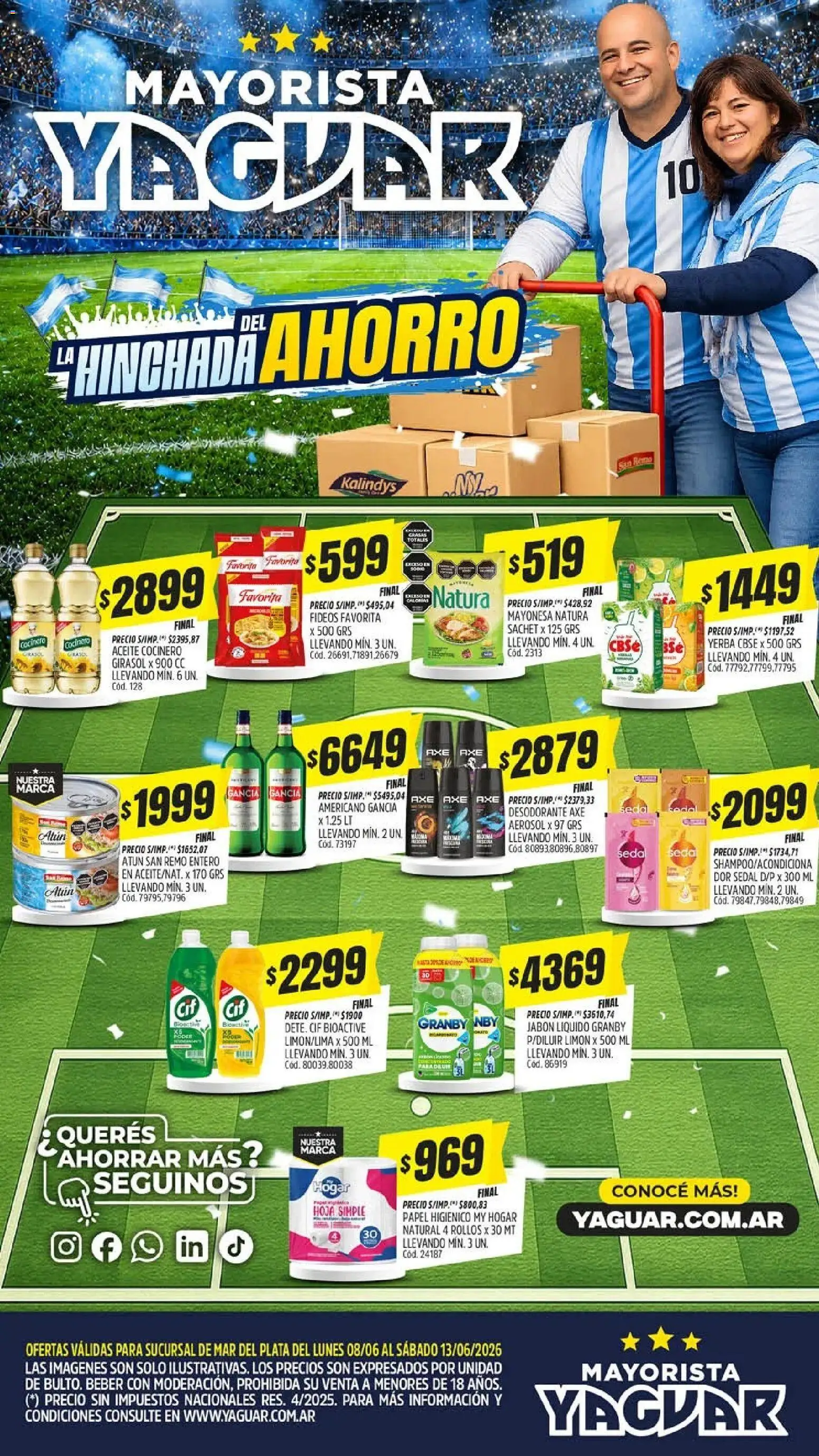 Yaguar - Oferta Semanal Mar del Plata │ válido desde el 08.06.2026 | Página: 1 | Productos: Yerba, Aceite, Limón, Fideos