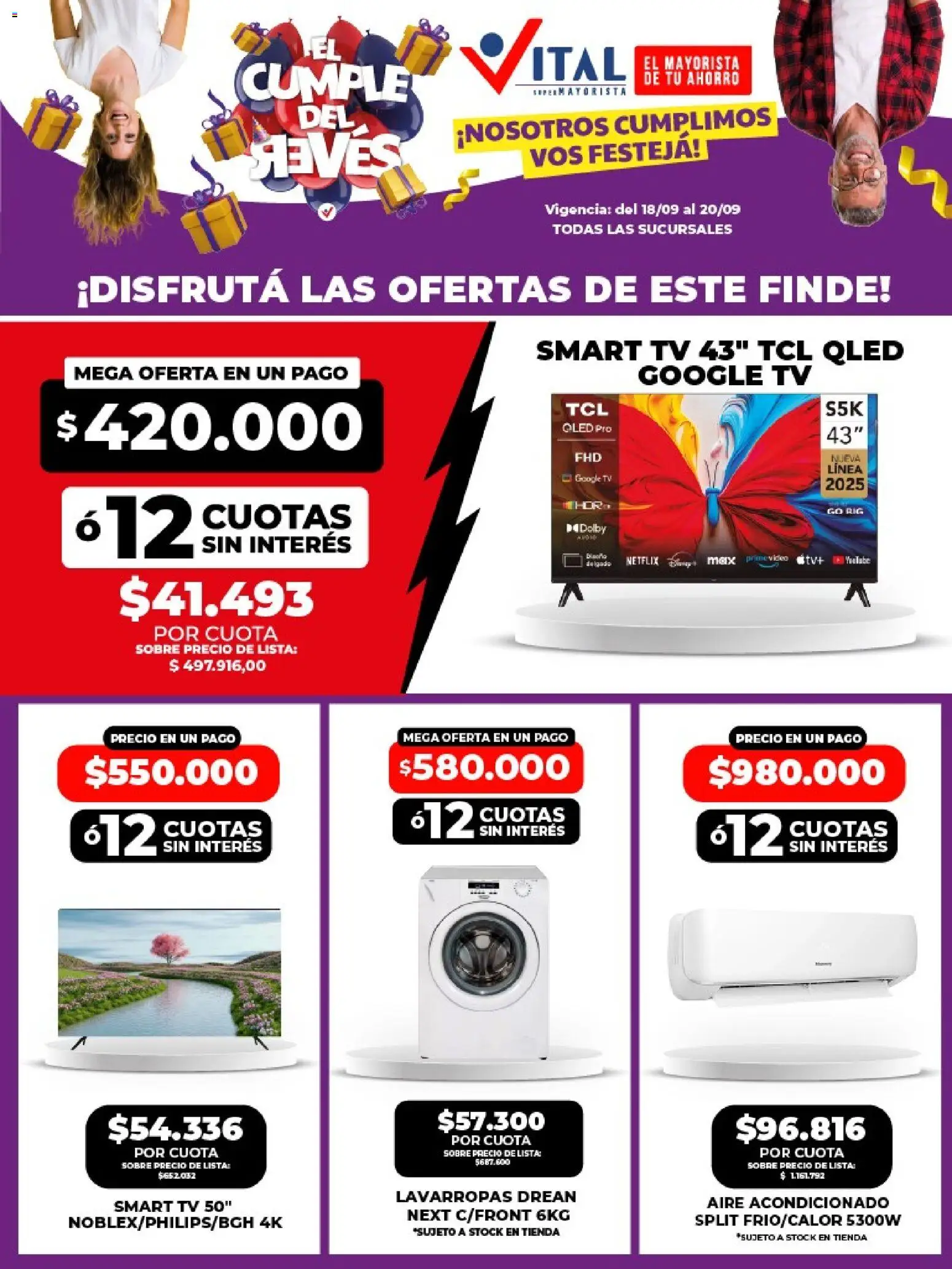 Vital - Ofertas fin Abasto │ válido desde el 18/09/2026 | Página: 4 | Productos: Aire acondicionado, Sobre, Lavarropas