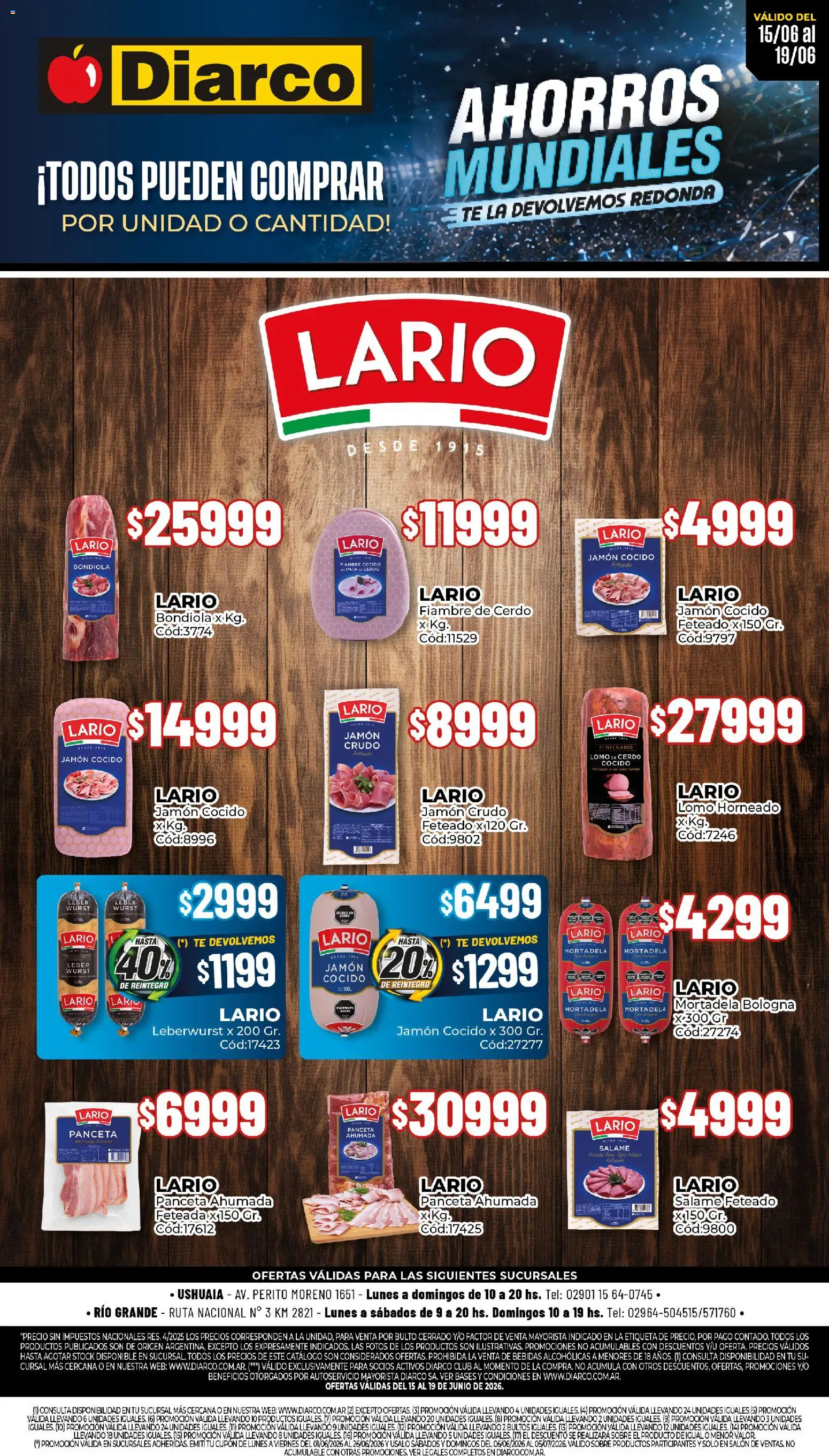 Diarco - Especial Lario │ válido desde el 15.06.2026 | Página: 1 | Productos: Sobre, Jamón crudo, Jamón, Salame