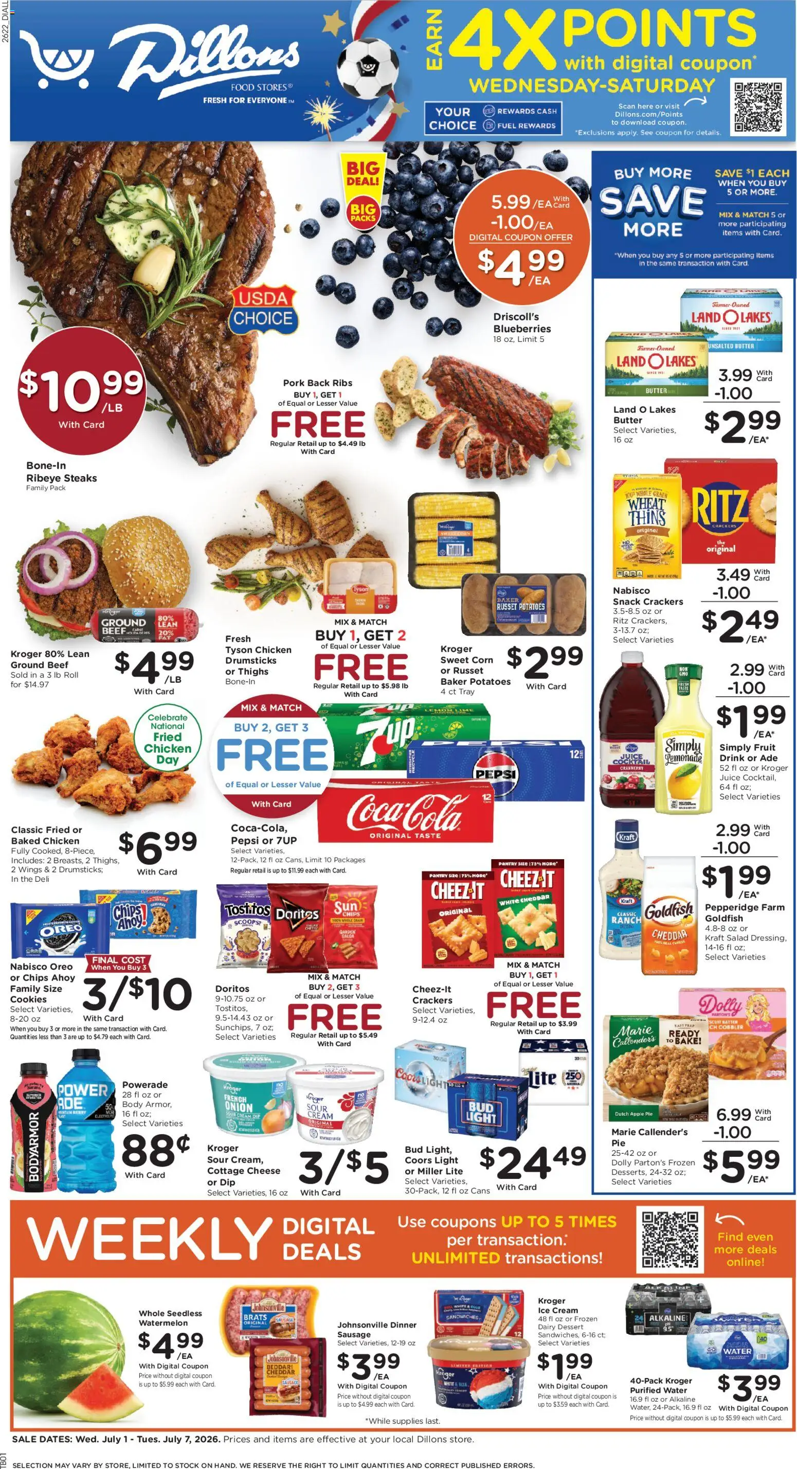 Dillons Weekly Ad - valid from 07/01/2026 | Page: 1 | Products: Sour cream, Beef, Cream, Cookies
