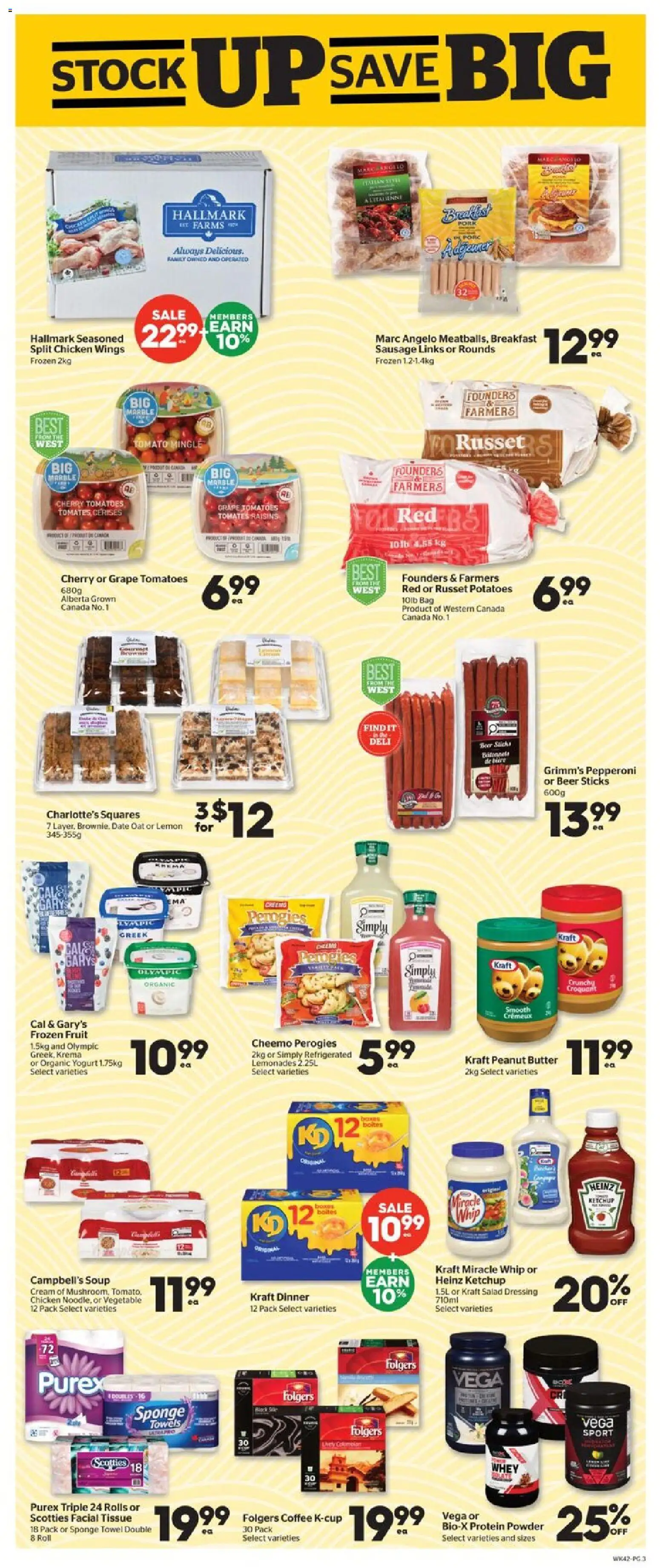Calgary Co-op flyer valid from Aug 20, 2026 | Page: 3 | Products: Peanut butter, Dressing, Towels, Protein