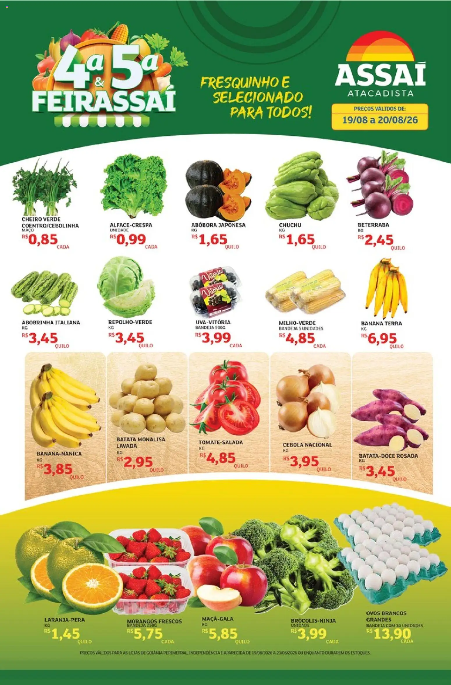 Assaí Atacadista Folheto - válido de 19/08/2026 | Página: 1 | Produtos: Chuchu, Abóbora, Cebola, Bandeja
