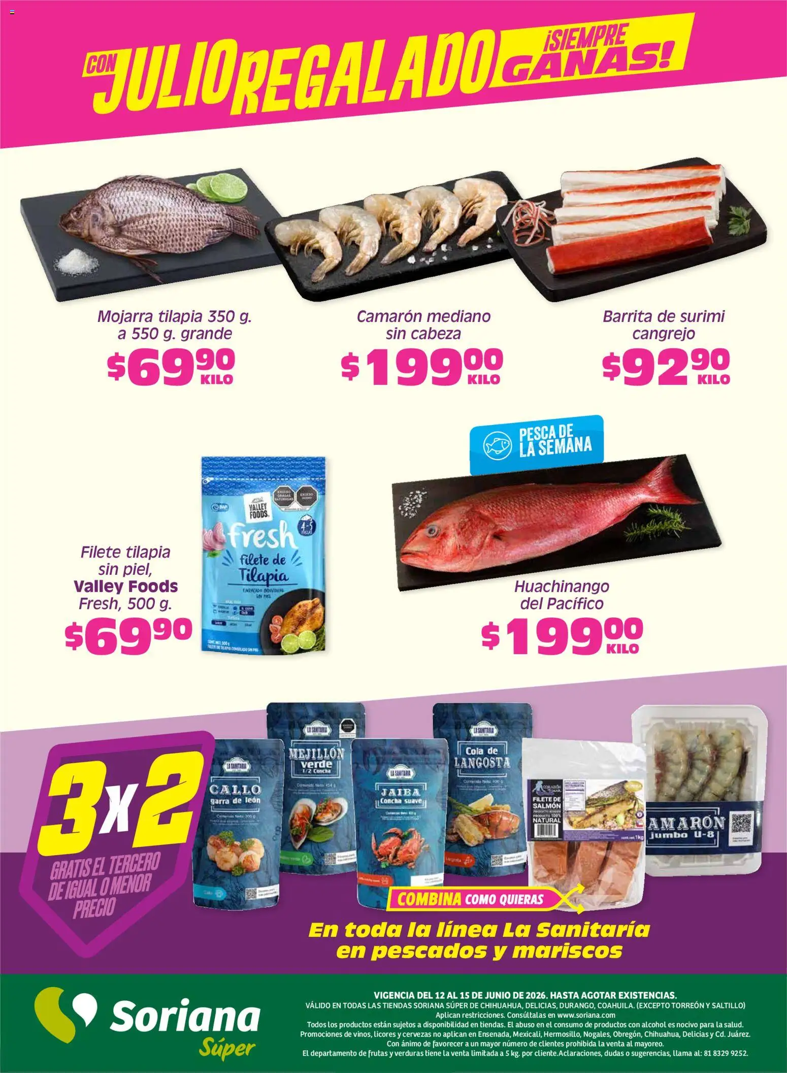 Nuevas ofertas de Soriana válidas en toda la República Mexicana desde el 12.06.2026. ¡Encuentra las mejores ofertas en Soriana Fin de Semana Súper: Chih, Delicias, Dur y Coah (excepto Saltillo)! | Página: 6