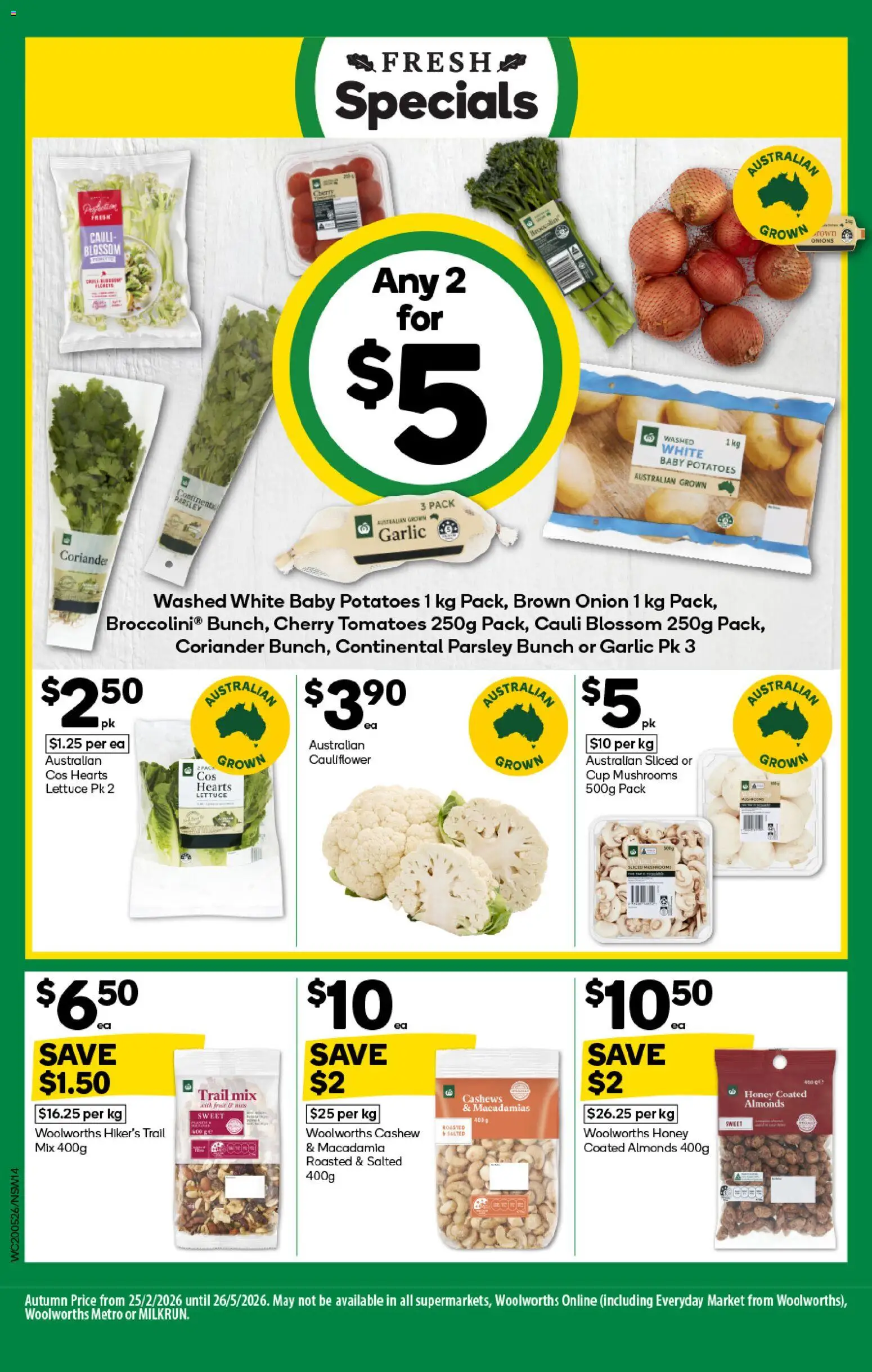 Woolworths catalogue - valid from 20.05.2026 | Page: 14 | Products: Tomatoes, Garlic, Cauliflower, Parsley