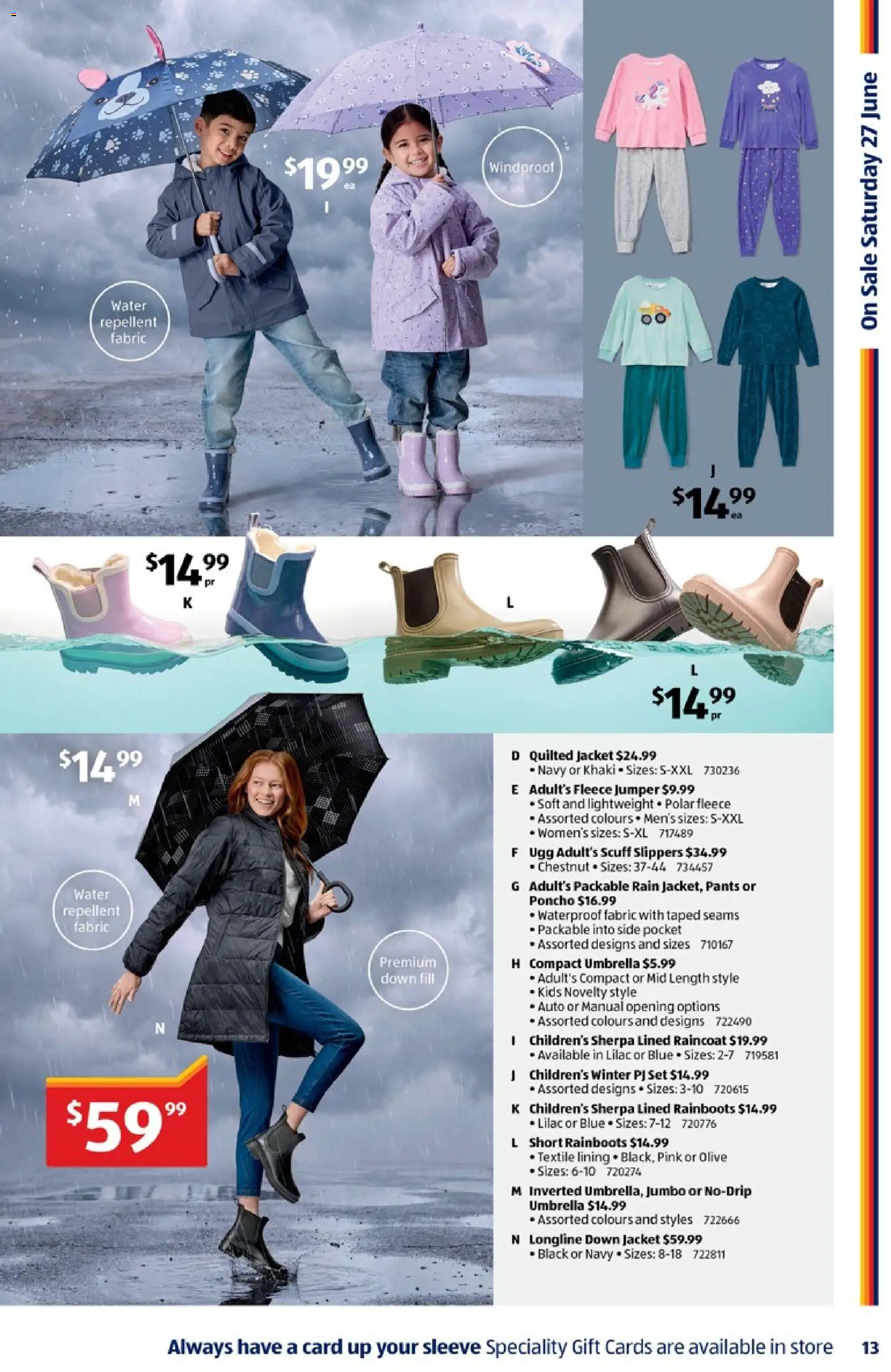 Aldi catalogue - valid from 24.06.2026 | Page: 13 | Products: Raincoat, Jumper, Water, Umbrella
