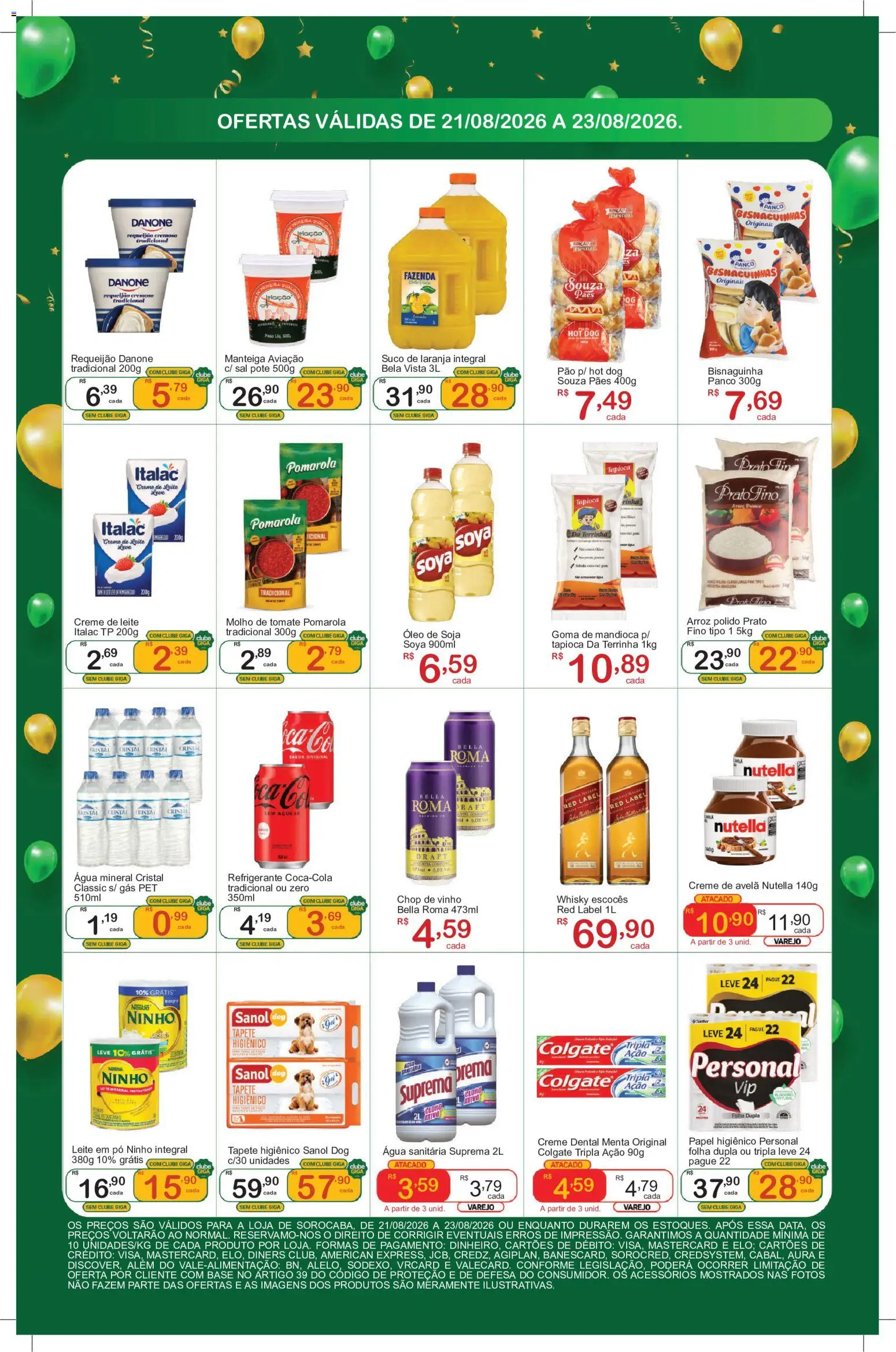GIGA Atacado Folheto - válido de 21/08/2026 | Página: 2 | Produtos: Açúcar, Creme de leite, Requeijão, Papel higiênico