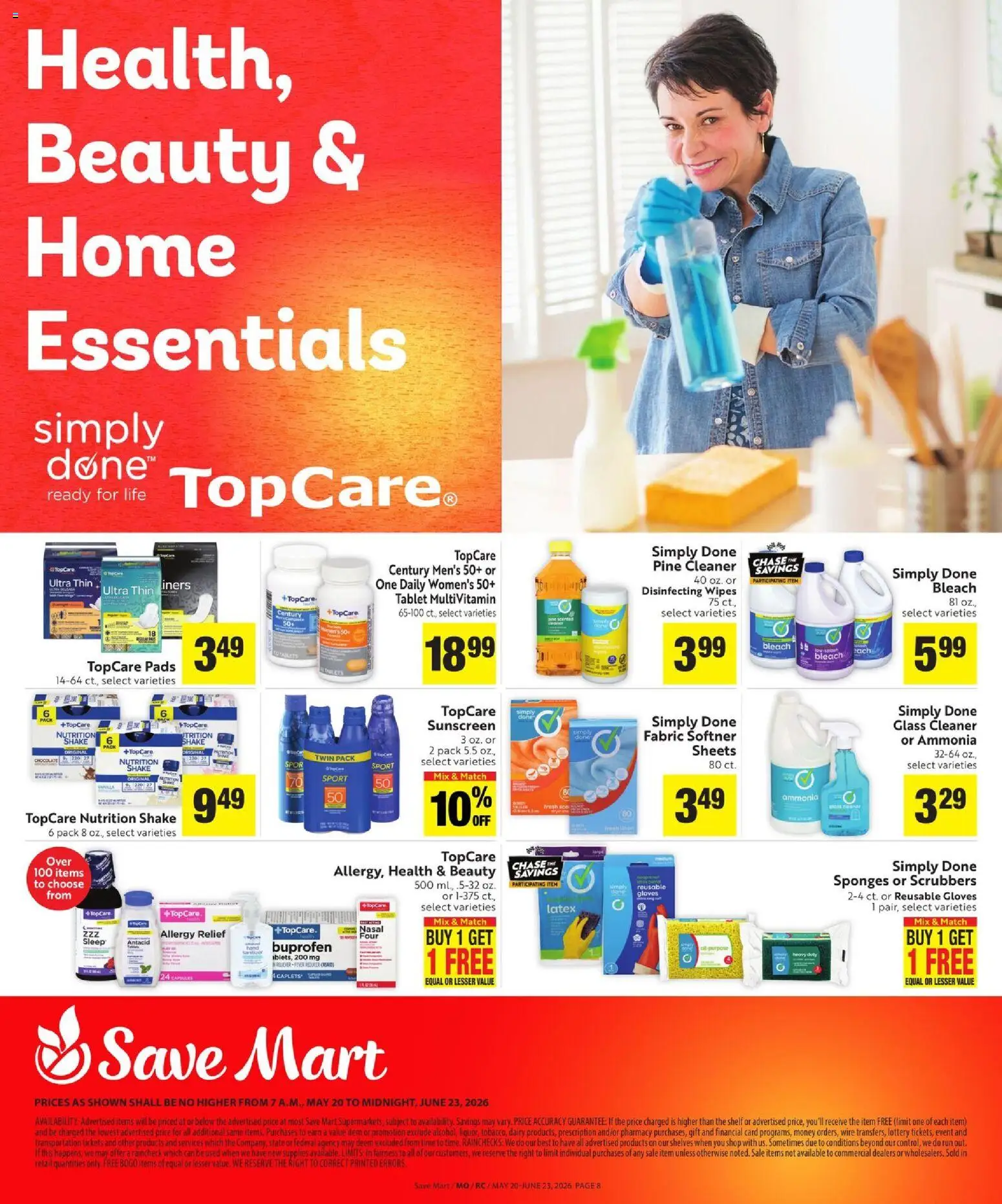 Save Mart Online Savings Guide - valid from 20.05.2026 | Page: 8 | Products: Multivitamin, Sunscreen, Pads, Gloves