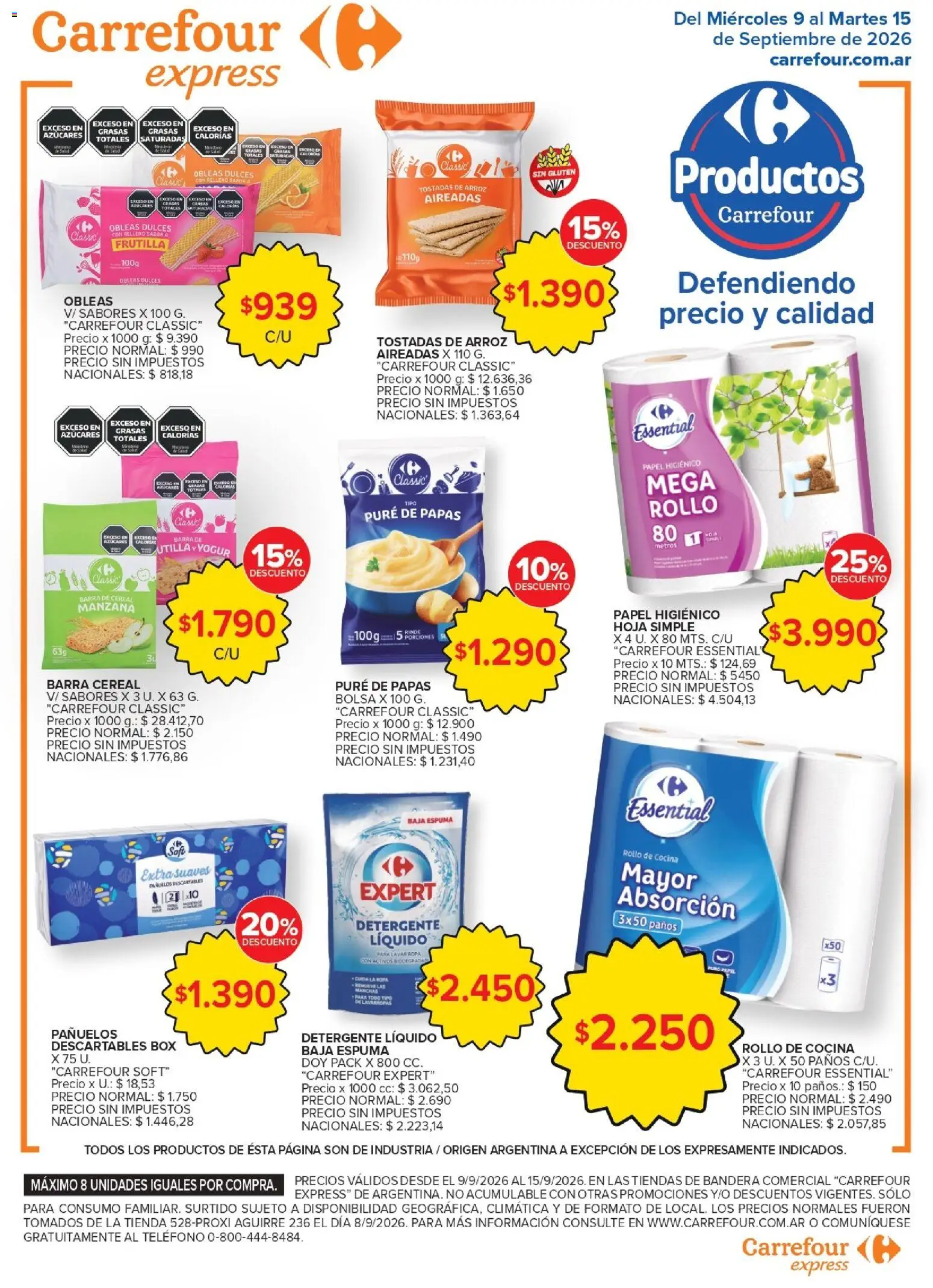 Carrefour - Carrefour Express ofertas │ válido desde el 09/09/2026 | Página: 4 | Productos: Teléfono, Manzana, Tostadas, Puré