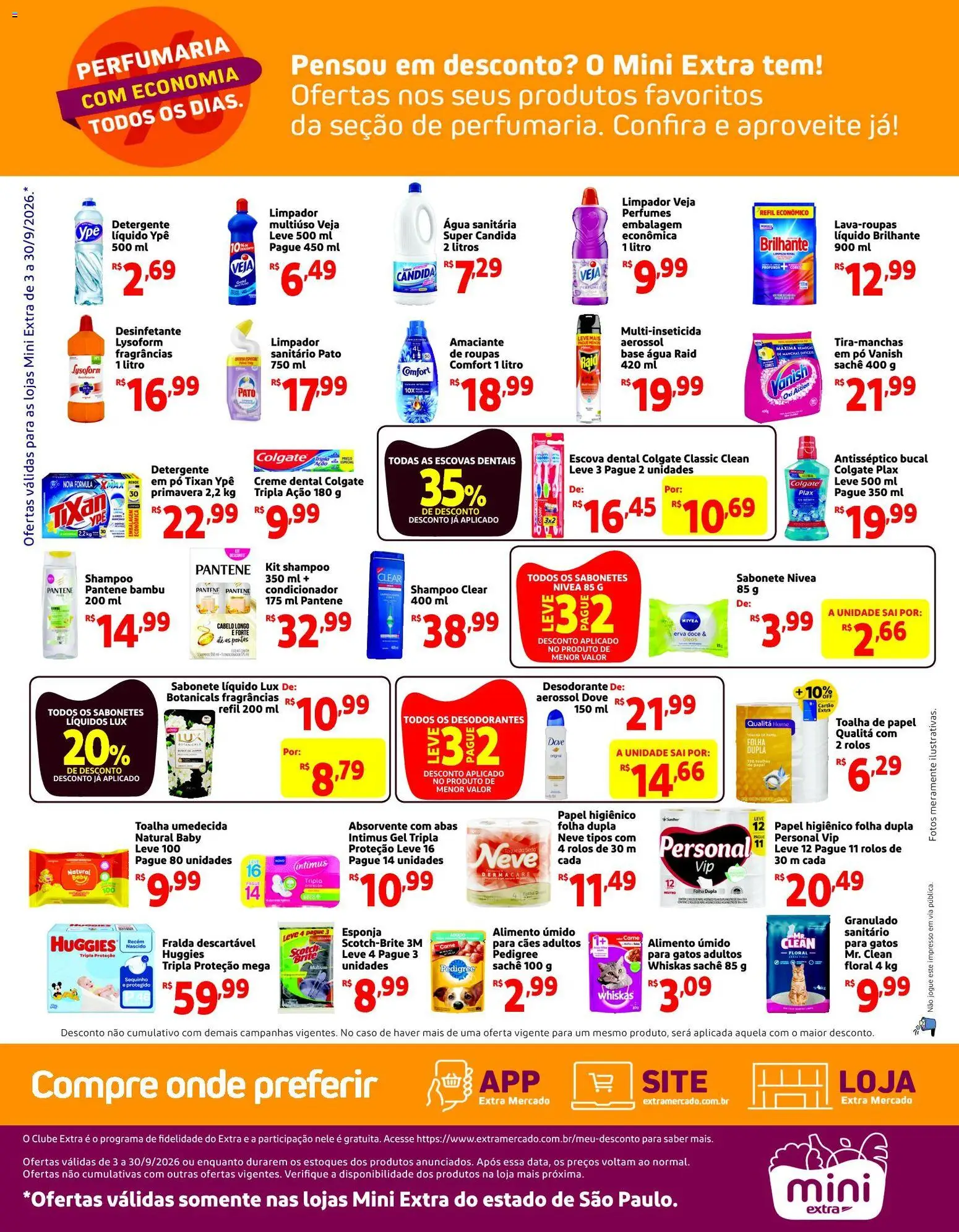 Mini Extra Folheto - válido de 03/09/2026 | Página: 4 | Produtos: Perfumes, Creme dental, Desinfetante, Sabonete líquido