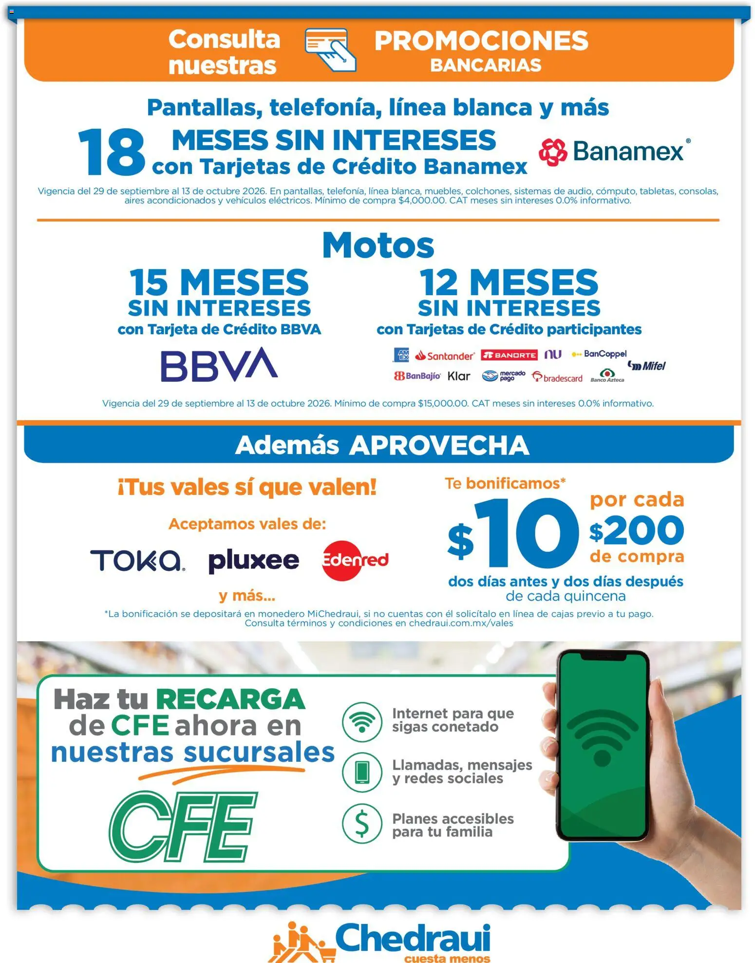 Nuevas ofertas de Chedraui válidas en toda la República Mexicana desde el 29/09/2026. ¡Encuentra las mejores ofertas en Chedraui folleto Festival marca propia! | Página: 17 | Productos: Monedero, Banco, Té