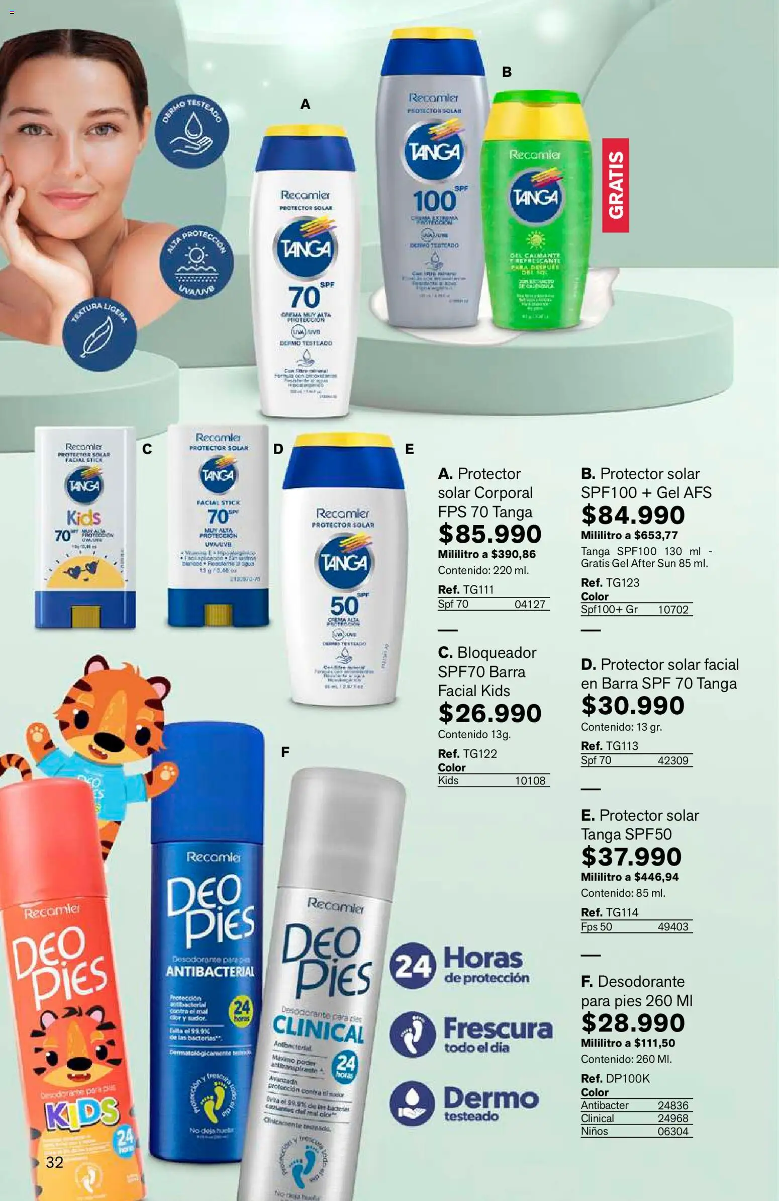 Leonisa revista - valida desde el 15/07/2026 | Página: 32 | Productos: Crema, Bloqueador, Protector solar, Desodorante