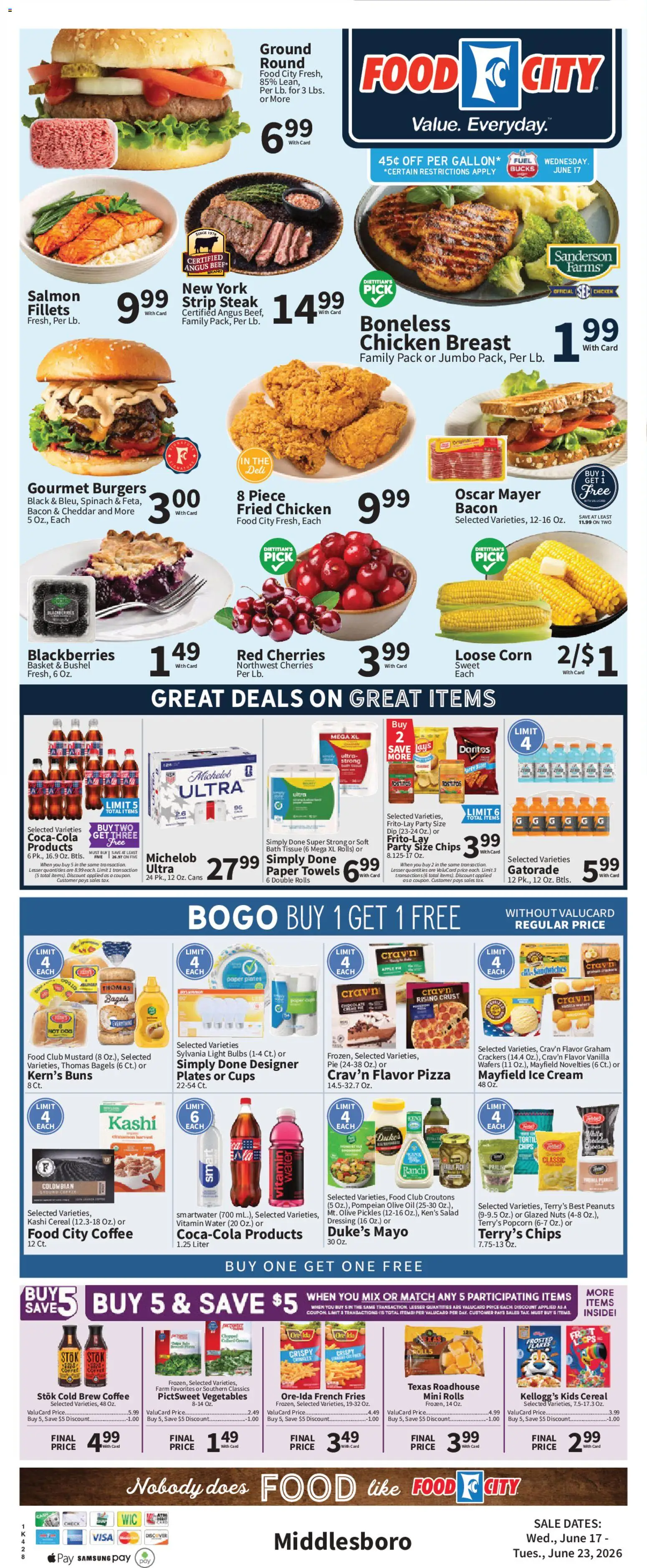 Food City Weekly Ad - valid from 17.06.2026 | Page: 3 | Products: Spinach, Bath, Ice cream, Apple Pie