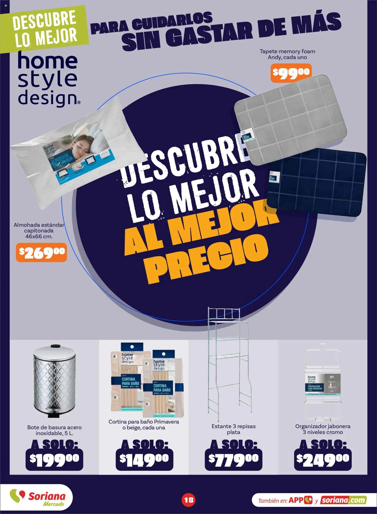 Nuevas ofertas de Soriana válidas en toda la República Mexicana desde el 01/09/2026. ¡Encuentra las mejores ofertas en Soriana Descubre lo mejor al mejor precio Mercado Nacional! | Página: 18 | Productos: Almohada, Regadera, Jabonera, Tapete