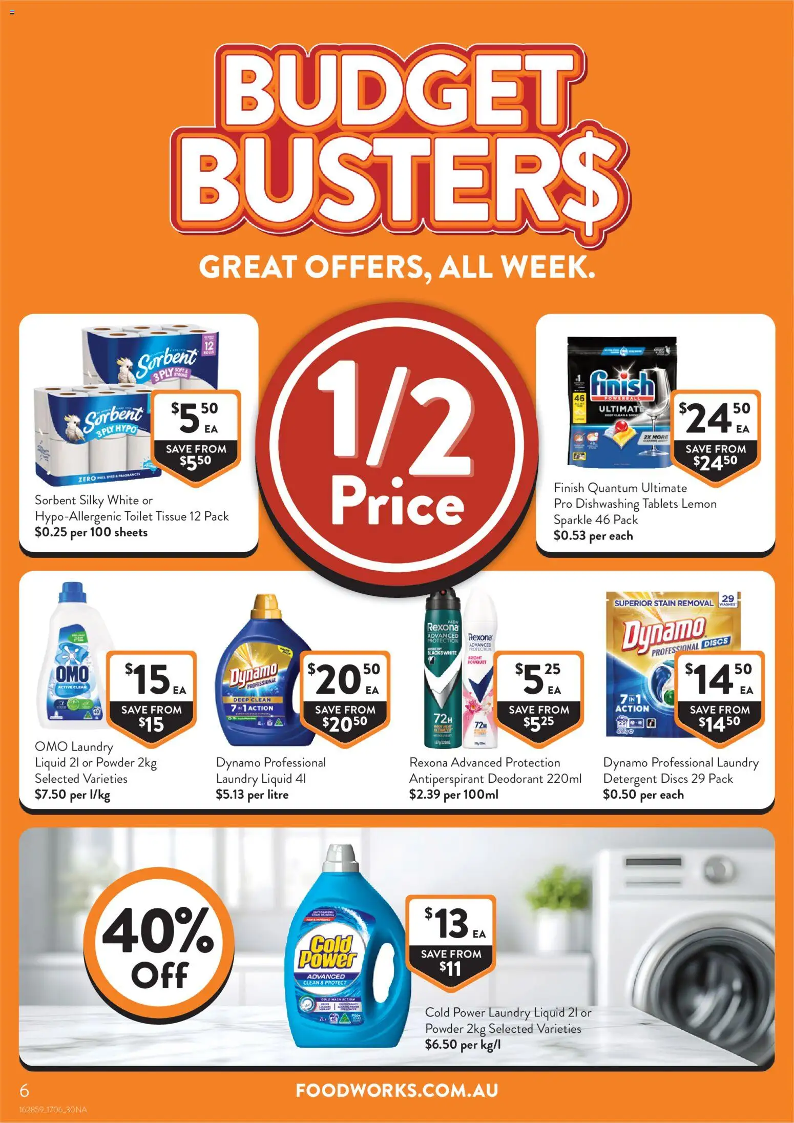 Foodworks catalogue - valid from 17.06.2026 | Page: 6 | Products: Deodorant, Detergent, Lemon, Tablets