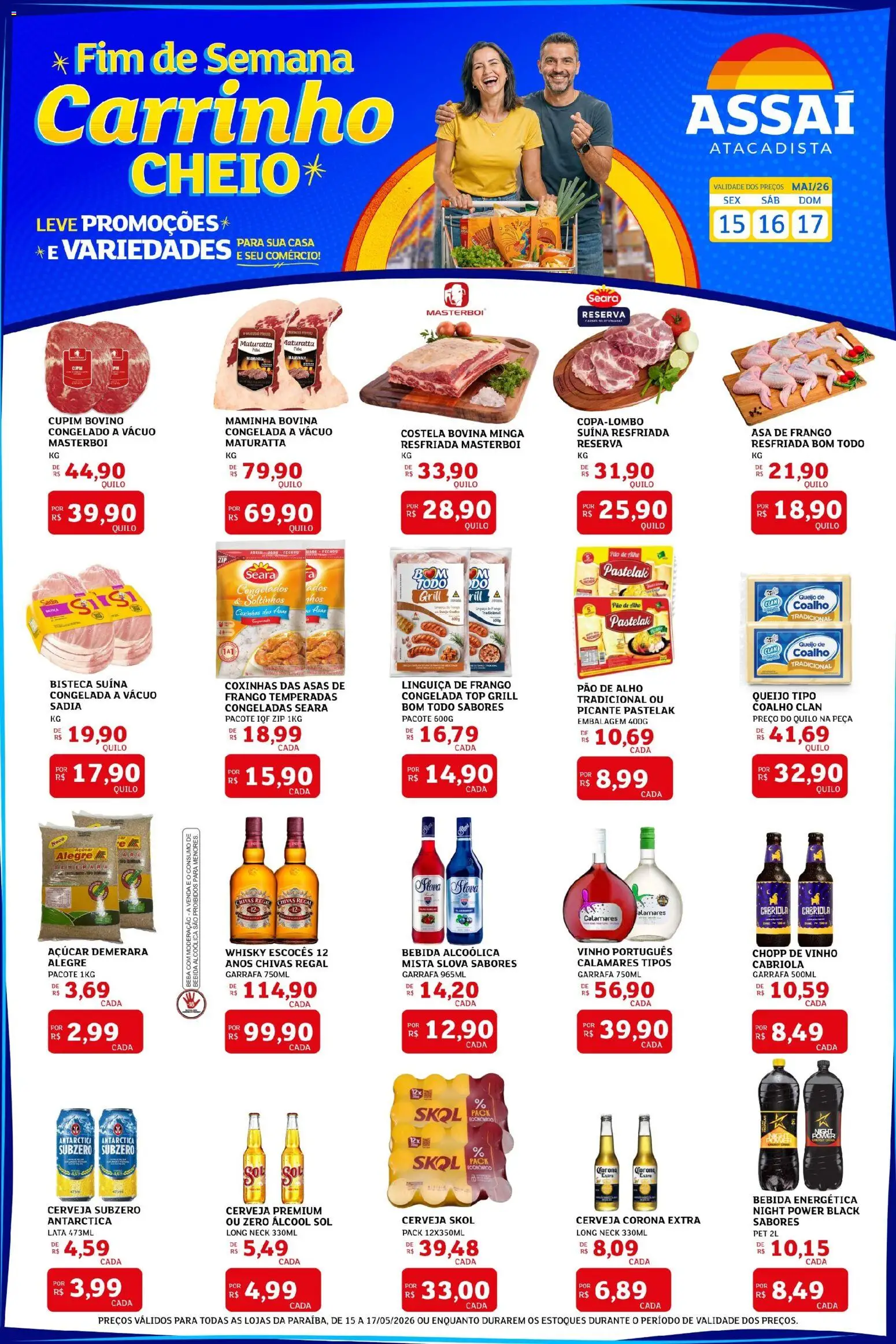 Assaí Atacadista Folheto - válido de 15.05.2026 | Página: 1 | Produtos: Whisky, Linguiça, Maminha, Asa de frango
