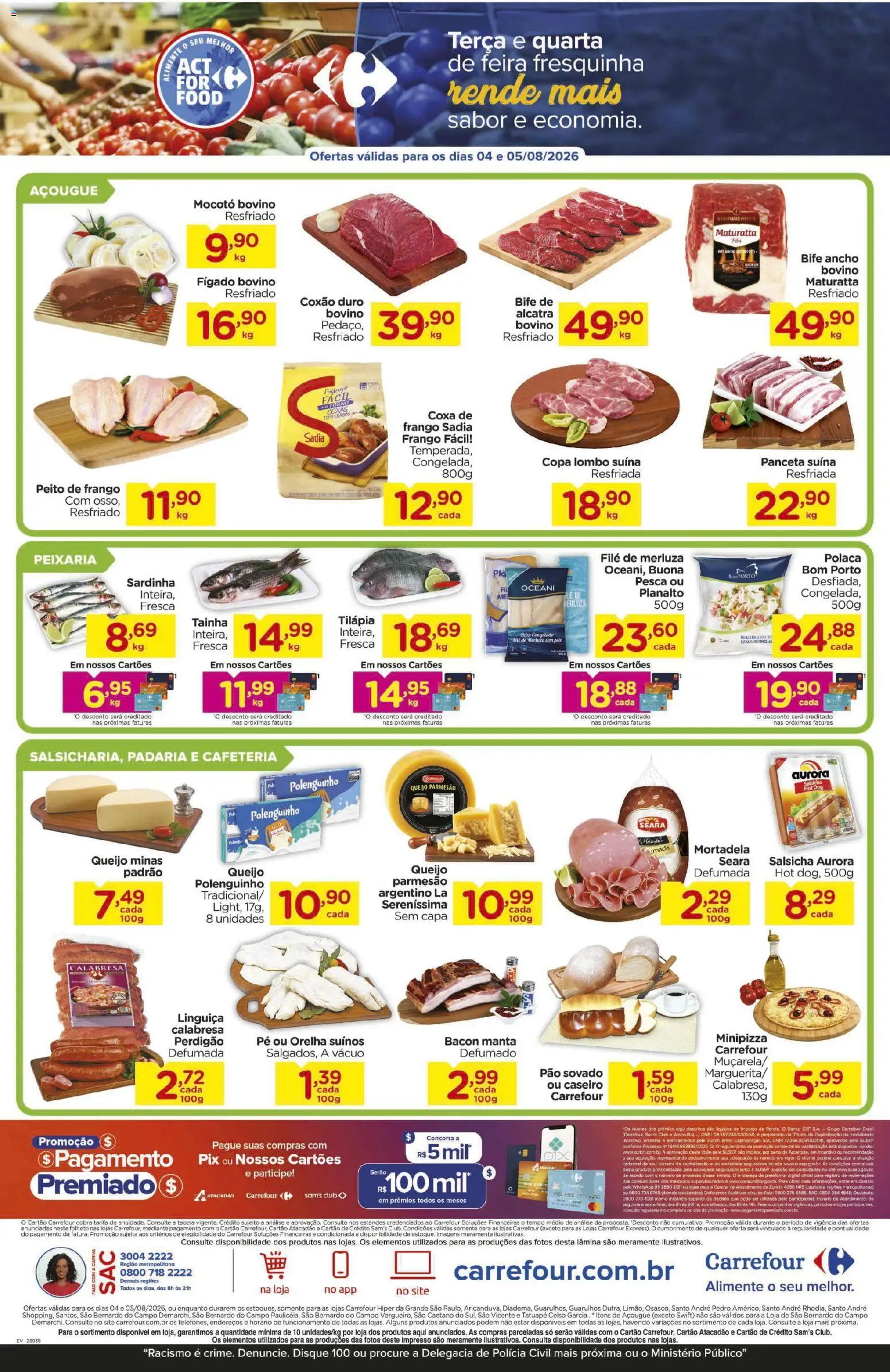 Carrefour Folheto - válido de 04/08/2026 | Página: 2 | Produtos: Alcatra, Peixe, Frango, Peito de frango