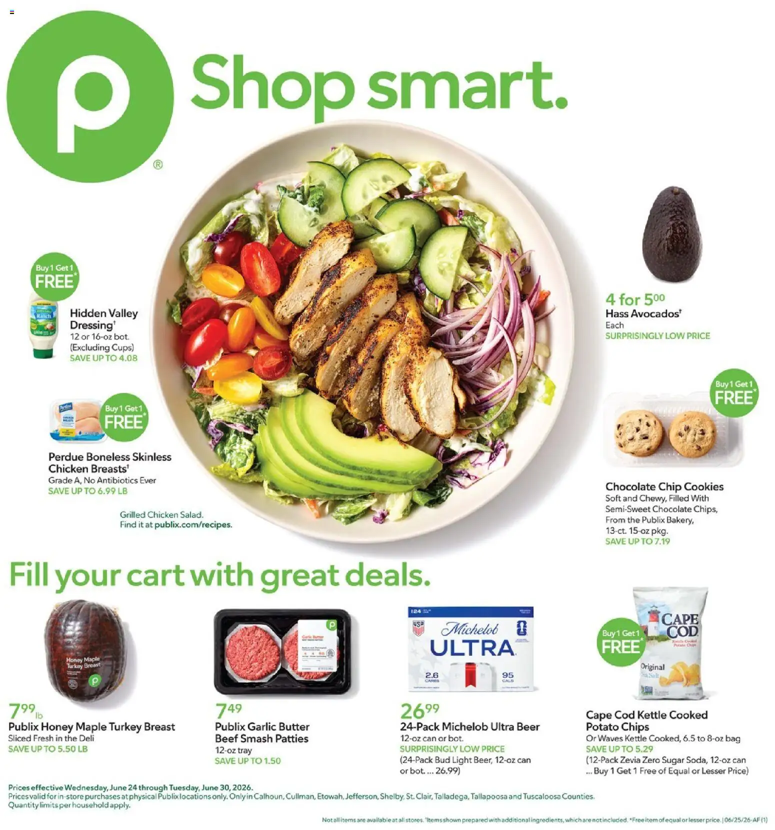 Publix Weekly Ad - valid from 06/24/2026 | Page: 1 | Products: Chocolate, Beef, Chips, Chocolate Chip