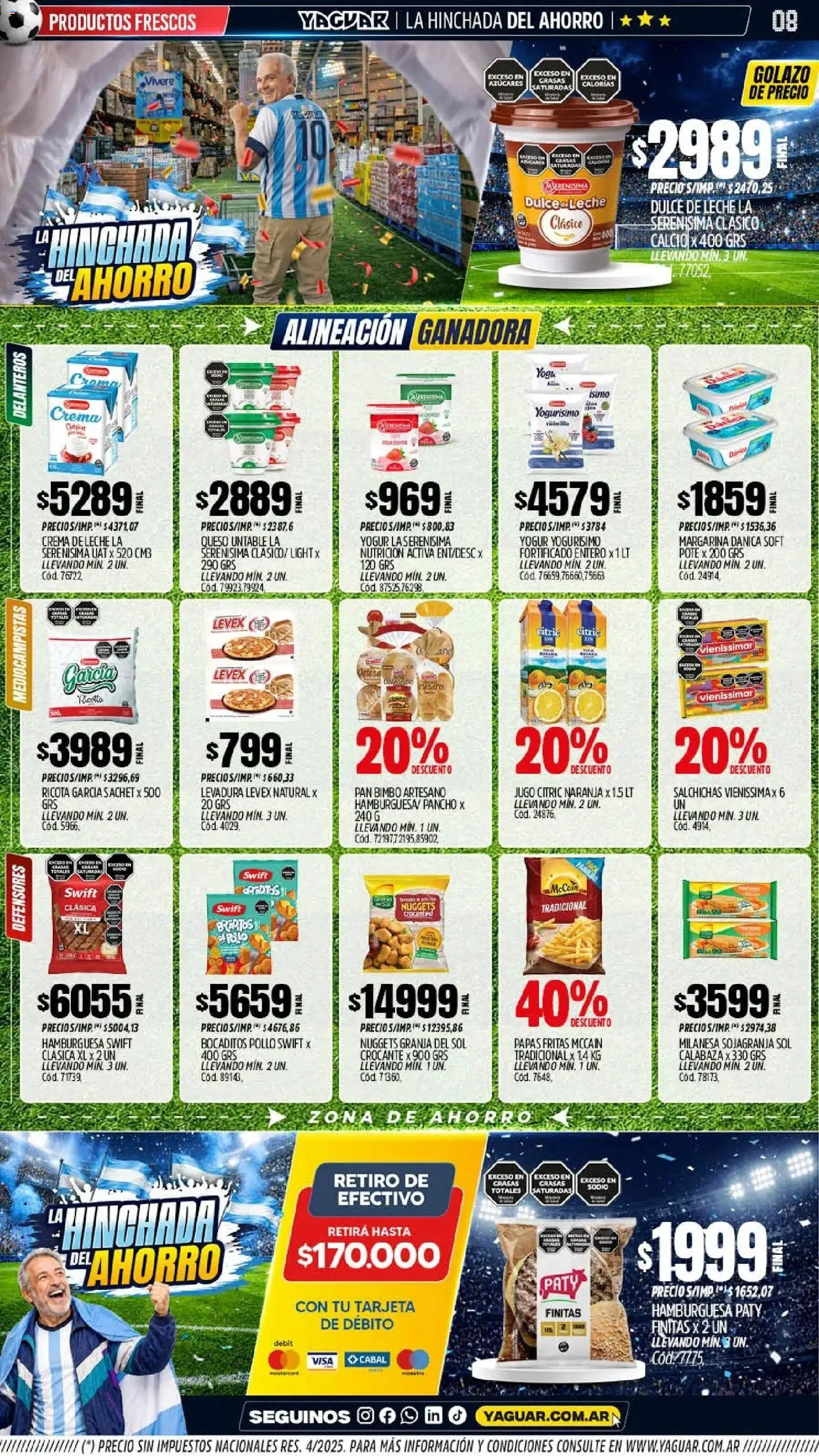 Yaguar - Oferta Semanal Jujuy │ válido desde el 08.06.2026 | Página: 8 | Productos: Pollo, Dulce de leche, Yogur, Pan