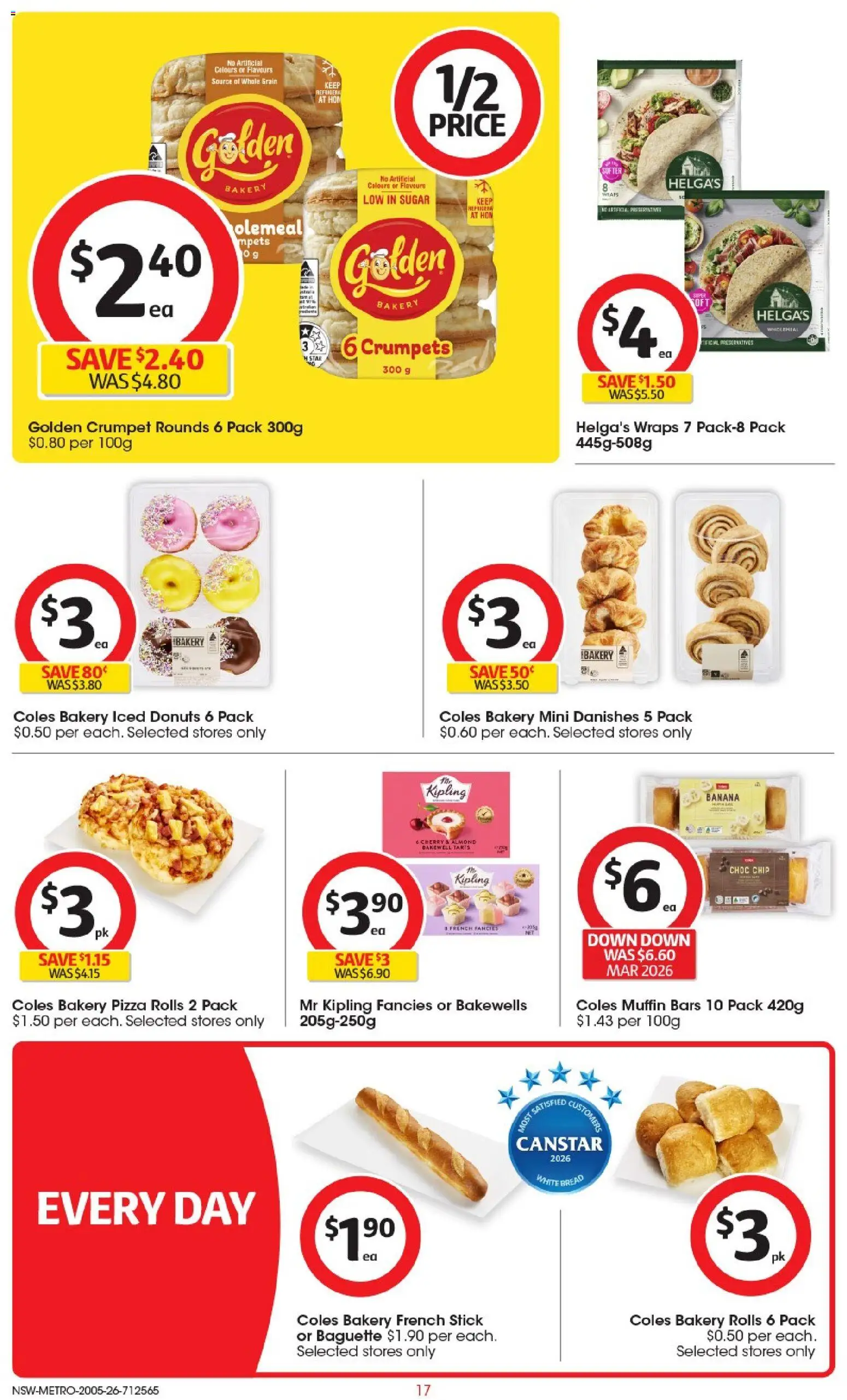 Coles catalogue - valid from 19.05.2026 | Page: 17 | Products: Crumpets, Bread, Sugar, Bakery