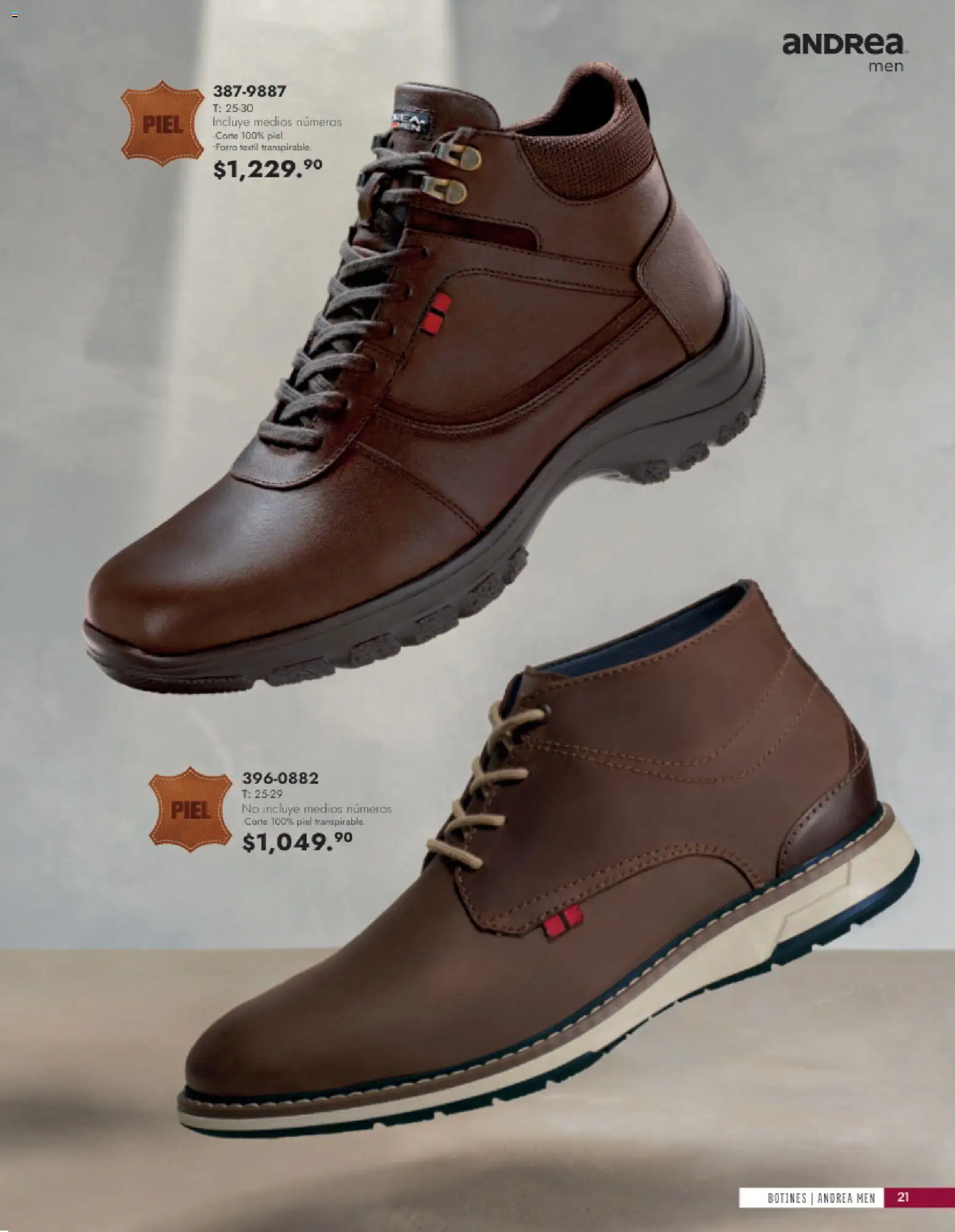 Nuevas ofertas de Andrea válidas en toda la República Mexicana desde el 24.05.2026. ¡Encuentra las mejores ofertas en Andrea catálogo Calzado Caballero! | Página: 21 | Productos: Botines