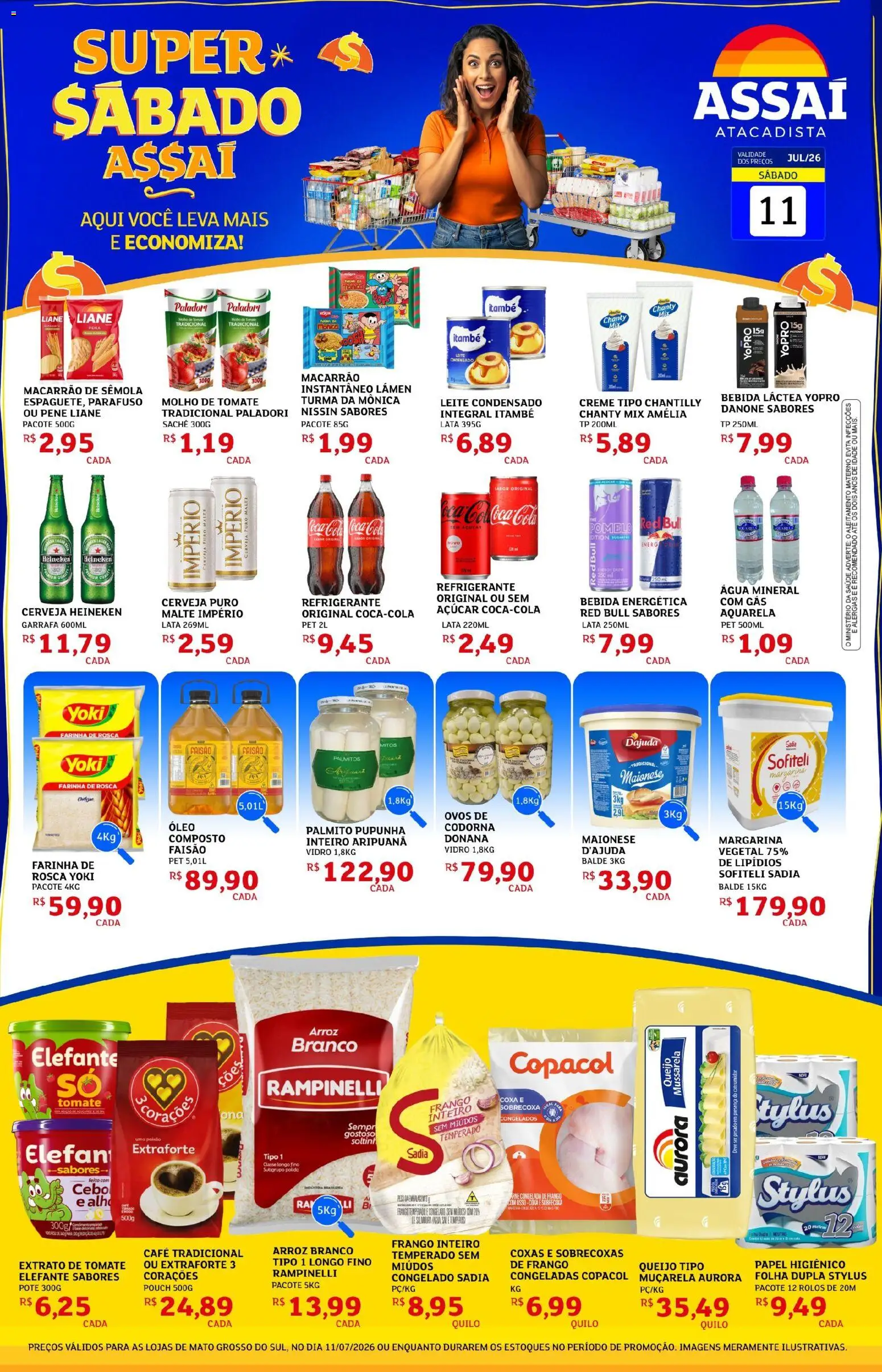 Assaí Atacadista Folheto - válido de 11/07/2026 | Página: 1 | Produtos: Molho de tomate, Ovos, Heineken, Maionese