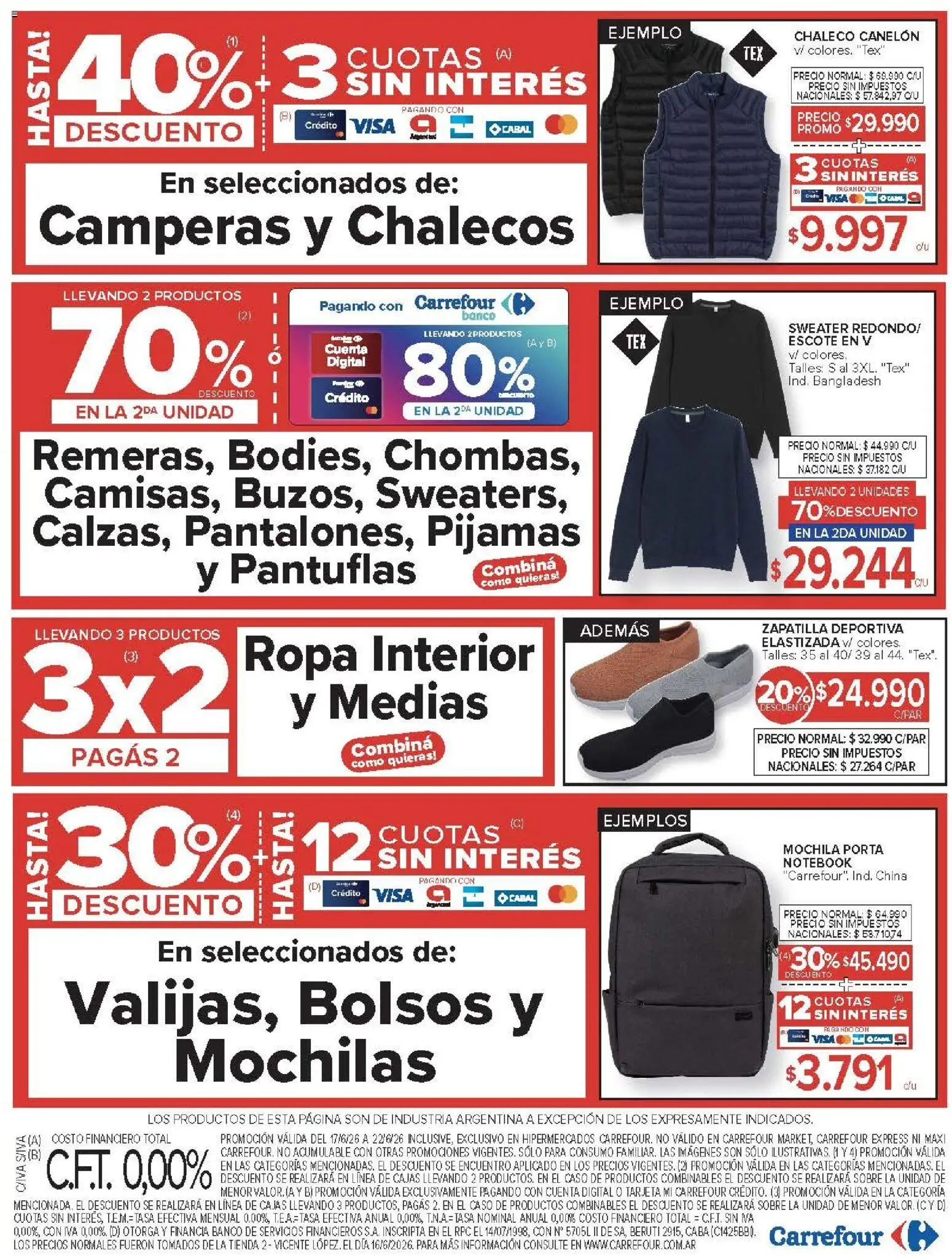 Carrefour ofertas │ válido desde el 17.06.2026 | Página: 29 | Productos: Ropa, Ropa interior, Medias, Mochila