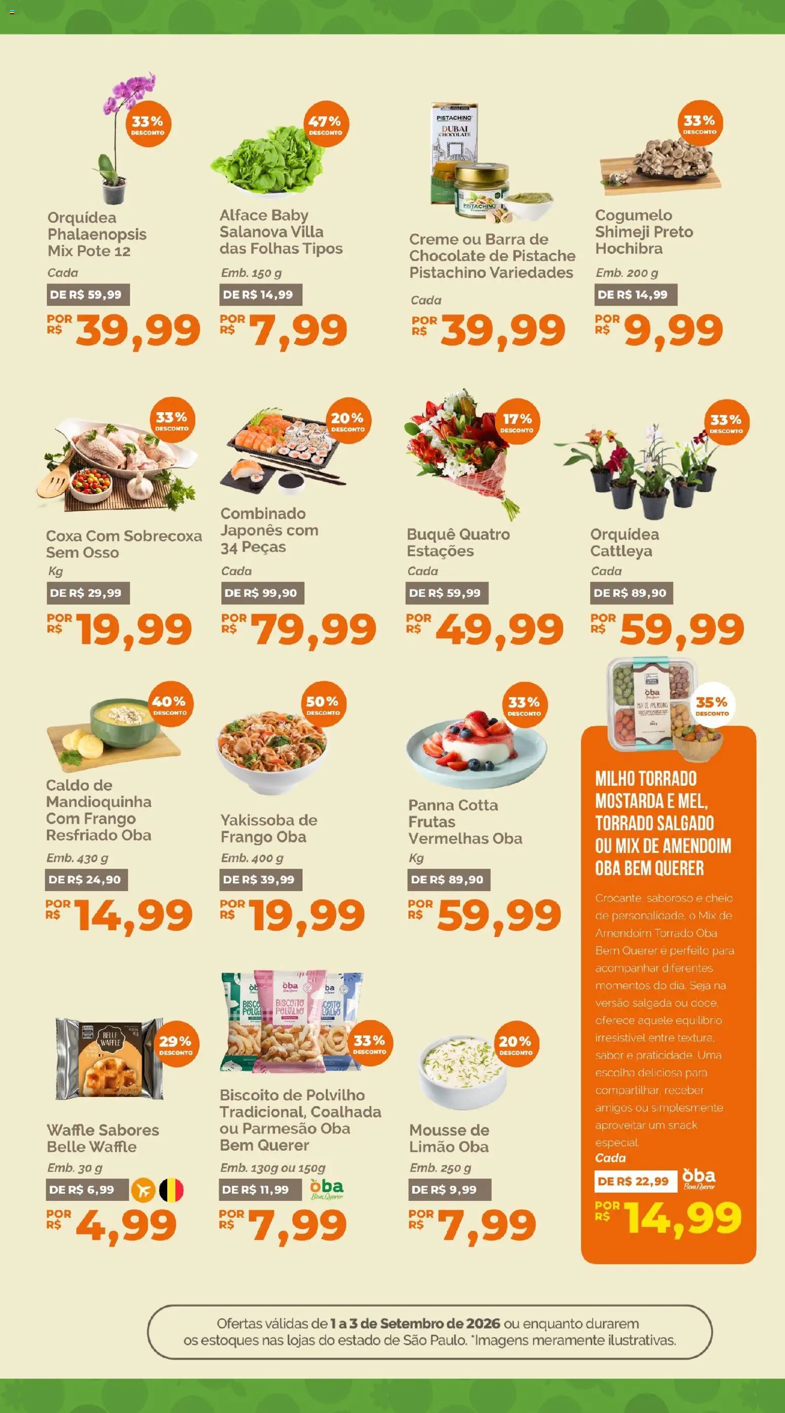 Oba Hortifruti Folheto - válido de 01/09/2026 | Página: 6 | Produtos: Orquídea, Biscoito, Cogumelo, Frango