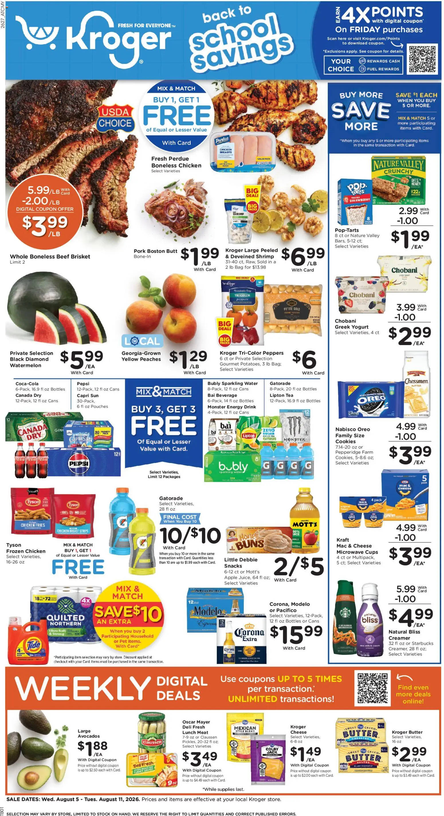 Kroger Weekly Ad - valid from 08/05/2026 | Page: 1 | Products: Peppers, Milk, Microwave, Beef