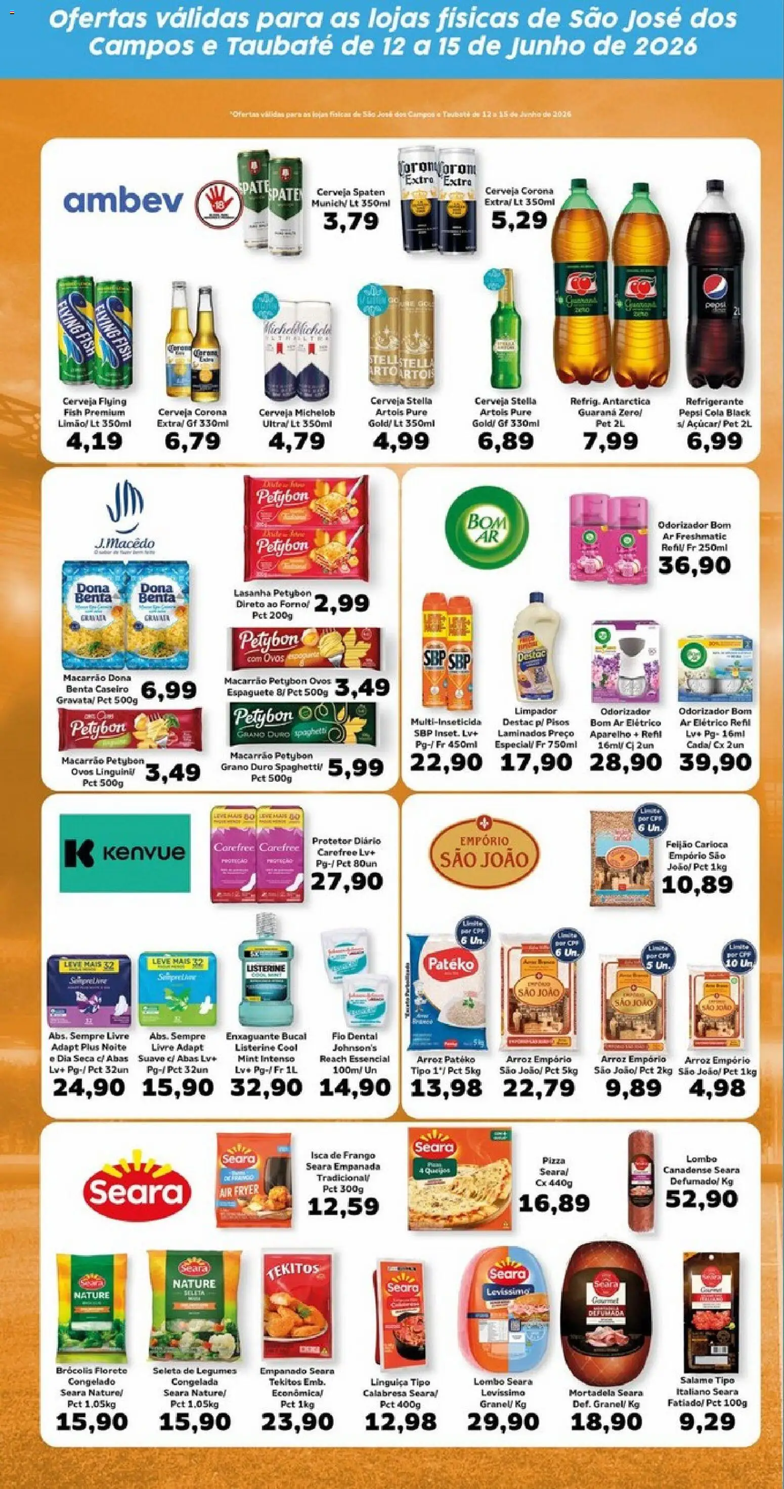 Tauste Folheto - válido de 12.06.2026 | Página: 3 | Produtos: Linguiça, Pizza, Cerveja, Macarrão