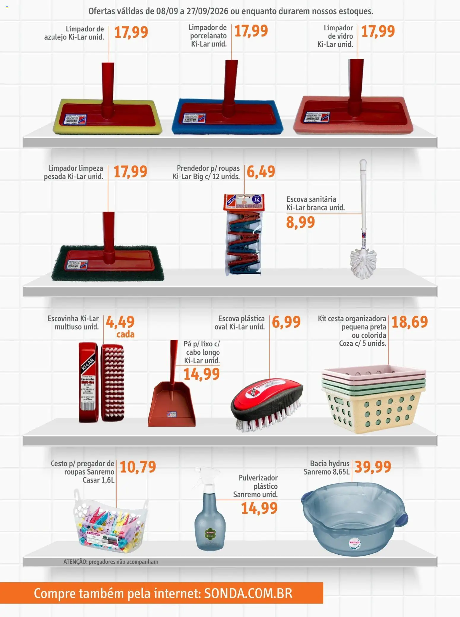 Sonda Folheto - válido de 08/09/2026 | Página: 8 | Produtos: Escova, Pulverizador, Cesta, Roupas