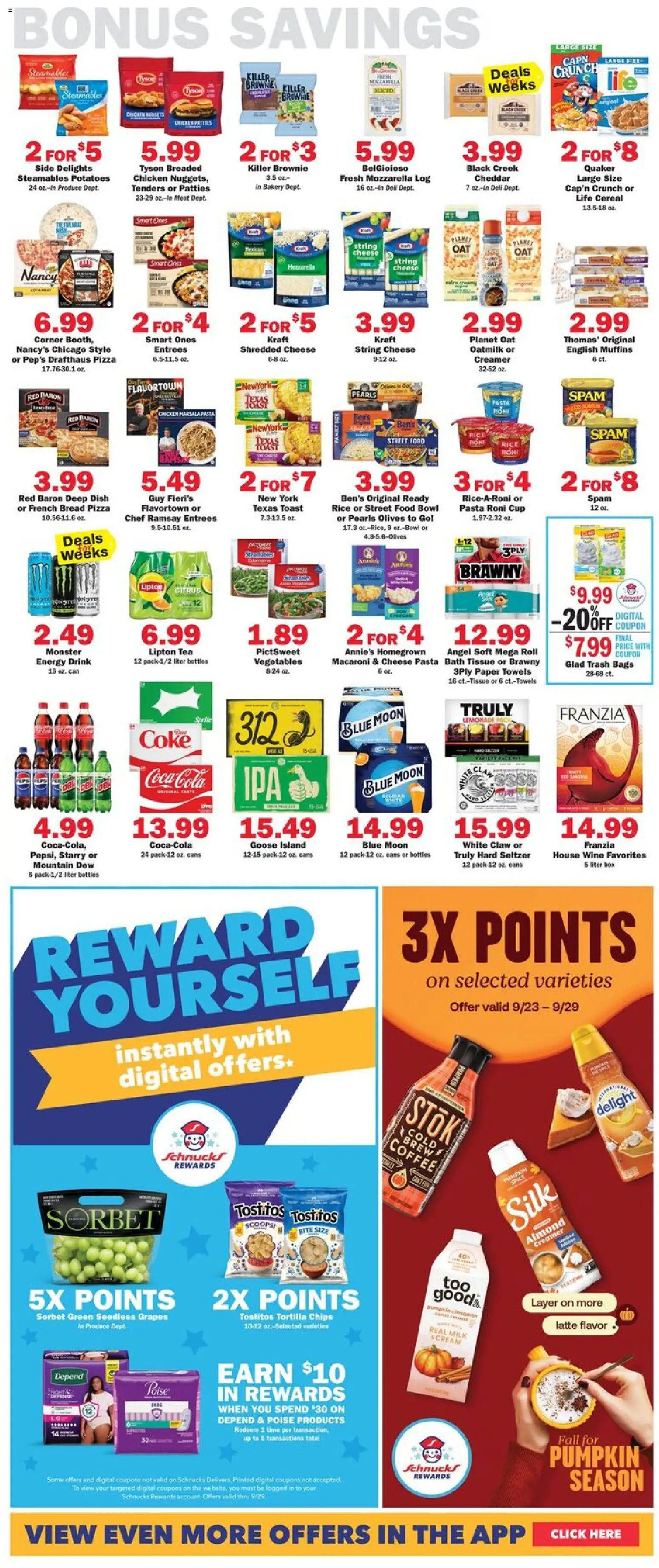 Schnucks Weekly Ad - valid from 09/23/2026 | Page: 5 | Products: Bakery, Meat, Grapes, Energy drink