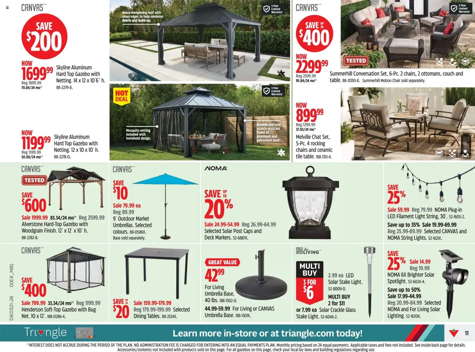 Canadian Tire flyer valid from 21.05.2026 | Page: 11 | Products: Umbrella, Couch, Chair
