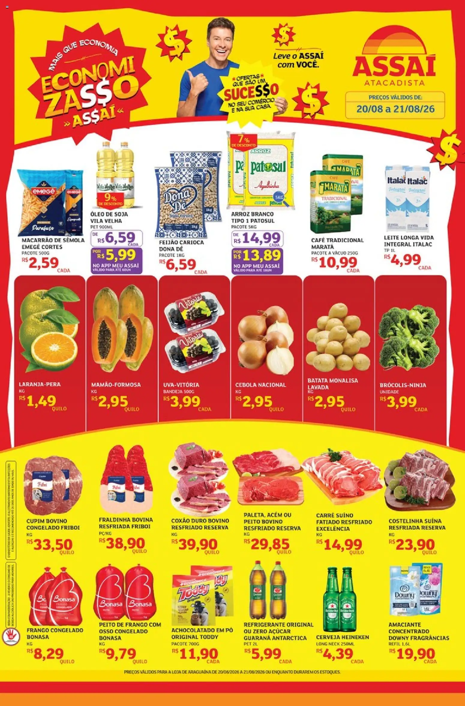 Assaí Atacadista Folheto - válido de 20/08/2026 | Página: 1 | Produtos: Leite longa vida, Leite, Macarrão, Soja