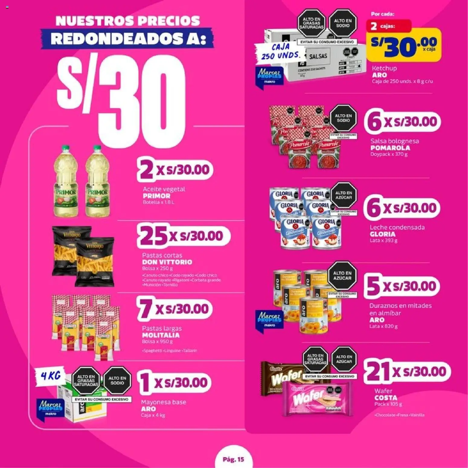 Catálogo Makro válido desde 27/08/2026 | Página: 15 | Productos: Leche, Bolsa, Leche condensada, Azúcar