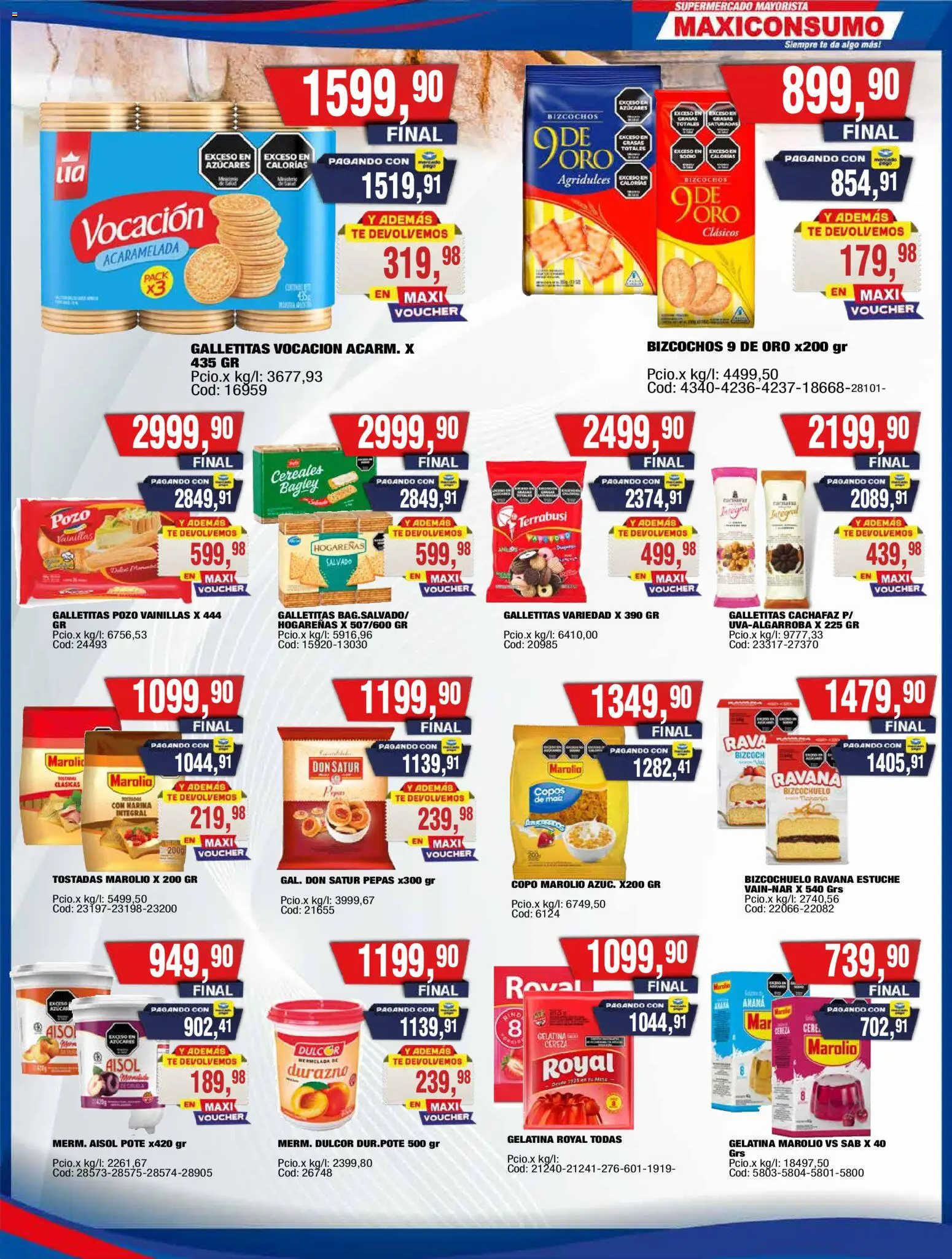 Maxiconsumo ofertas │ válido desde el 11.05.2026 | Página: 7 | Productos: Galletitas, Harina, Gelatina, Mermelada