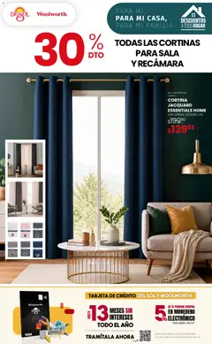 Vista previa de Del Sol y Woolworth catálogo, nuevo folleto de la tienda, válido en México a partir del 27/08/2026 | Página: 24 | Productos: Monedero, Cortinas, Sala